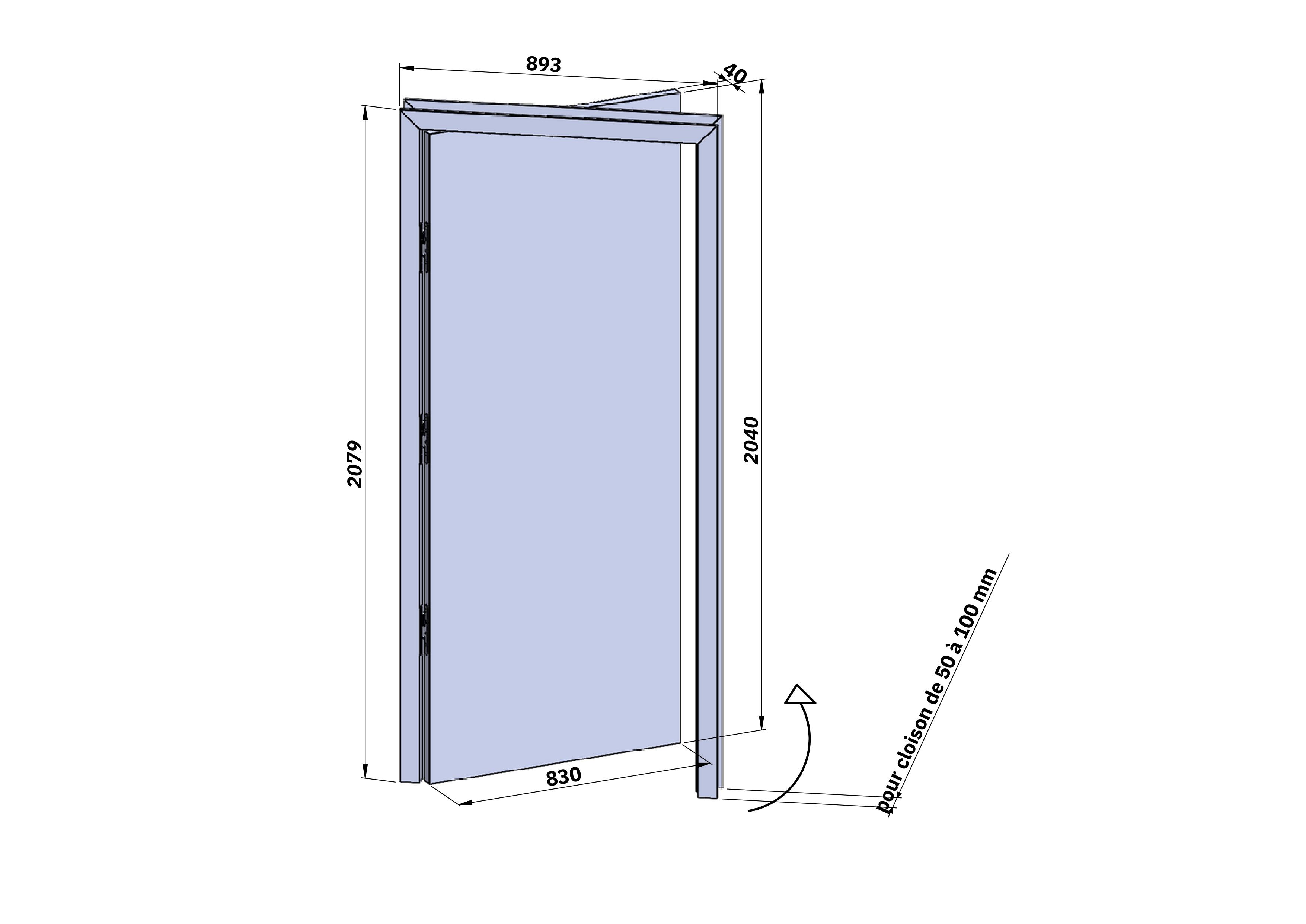 Bloc-porte fin de chantier MDF vitré Madrid 2 H.204 x l.83 cm, poussant gauche - 5