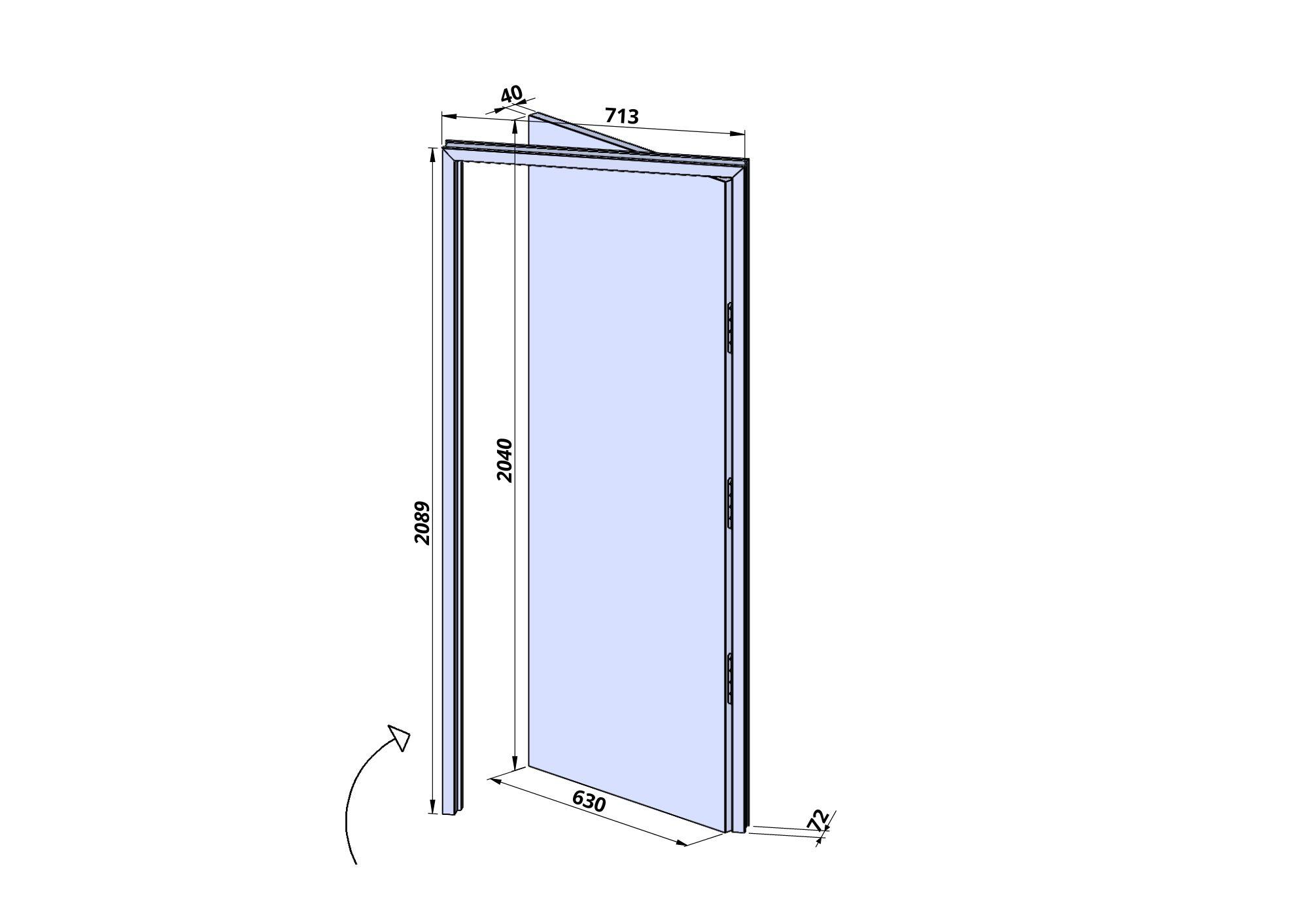 Bloc-porte MDF Madrid 2 H.204 x l.63 cm, poussant droit - 6