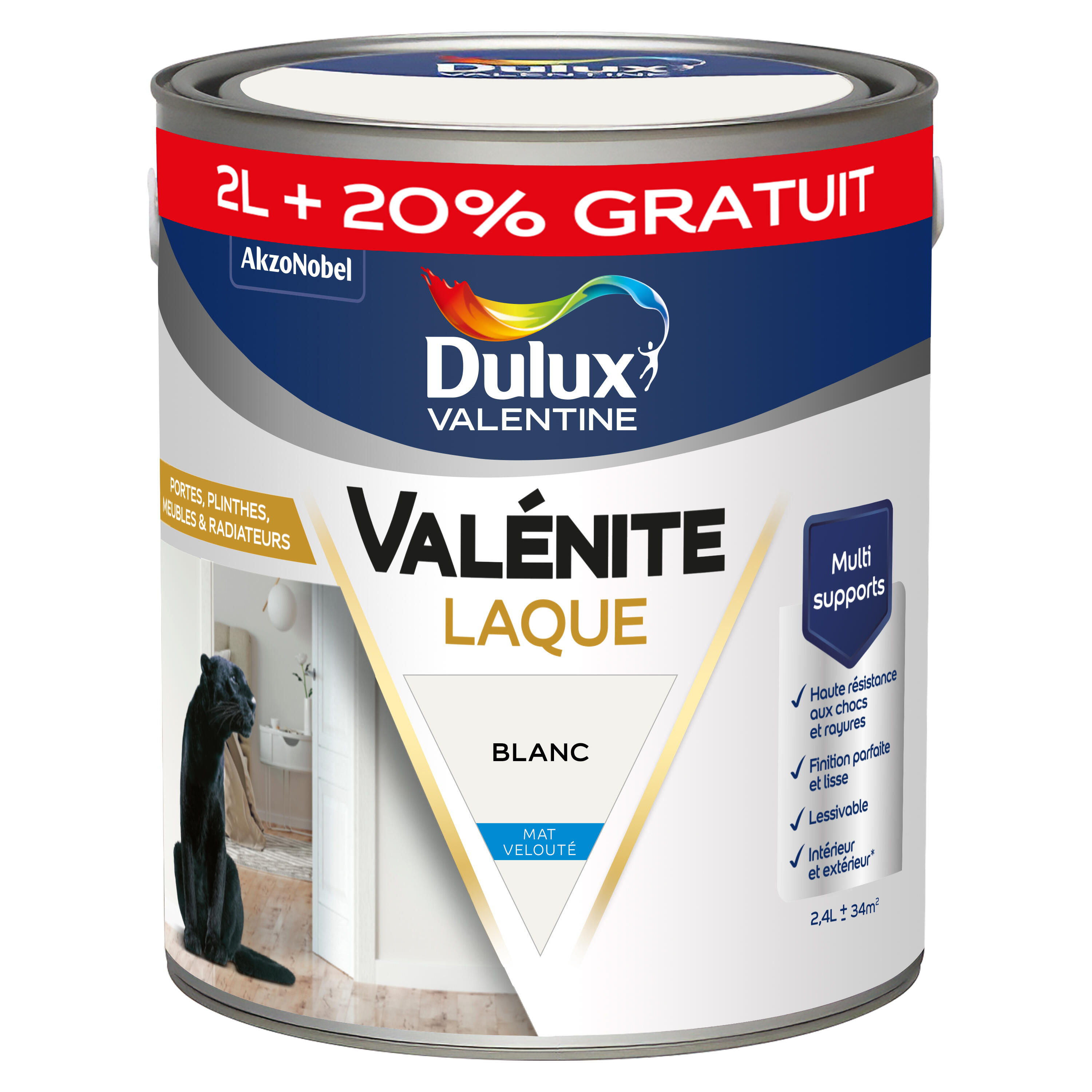 Peinture boiserie blanc mat DULUX VALENTINE Valénite acrylique 2L+20 gt Leroy Merlin