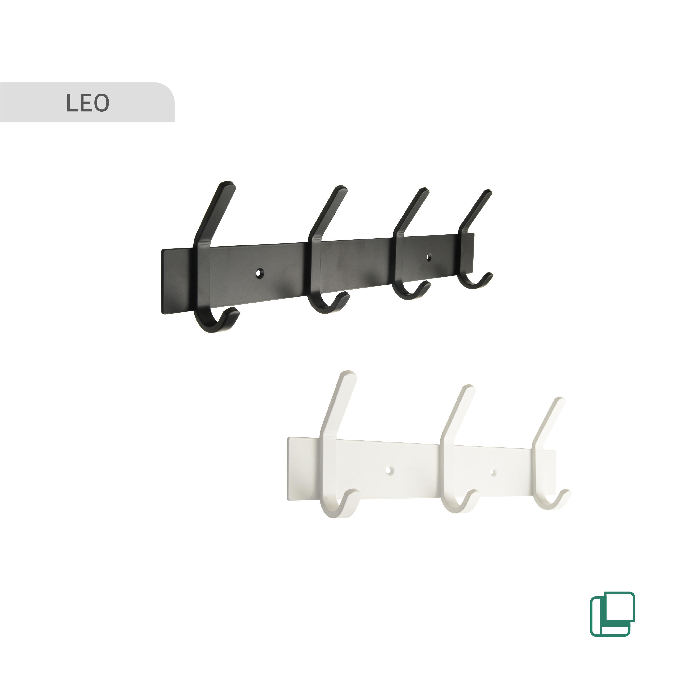 Appendiabiti da avvitare  SPACEO LEO in acciaio bianco opaco 6 ganci L 29 x H 10.5 cm - 6