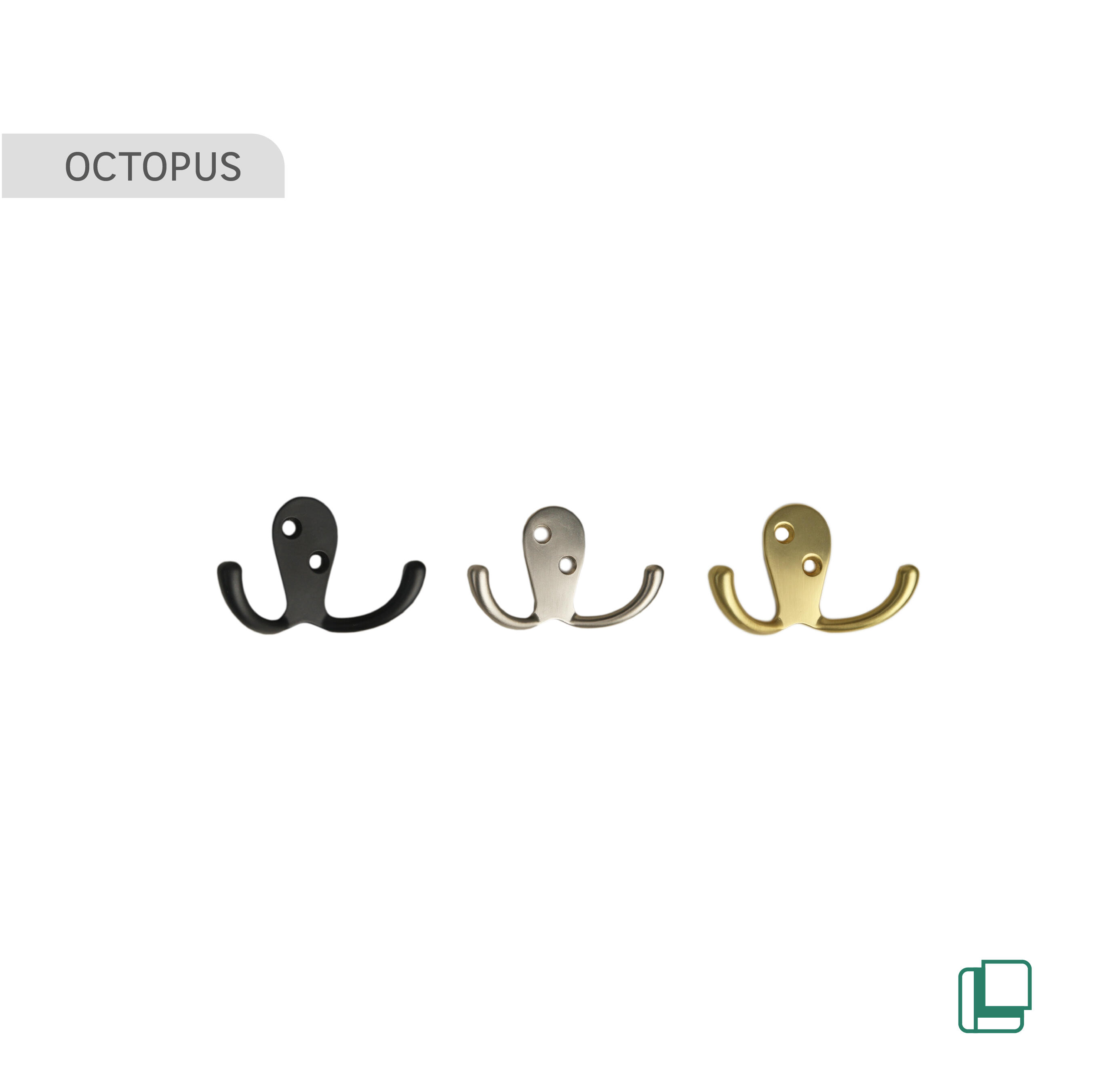 Patère à visser gris / argent Octopus - 3