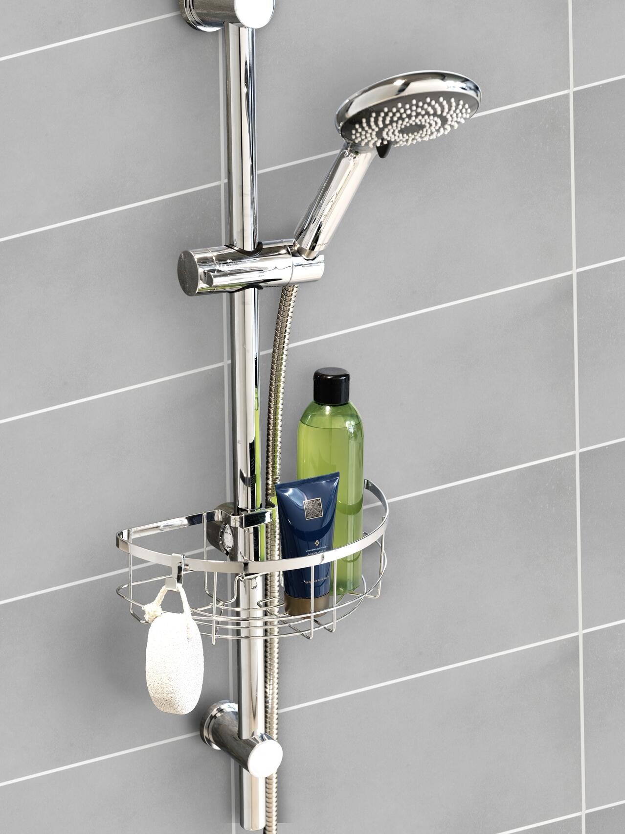 Etagère de douche argent brillant à encastrer shower rail WENKO - 2