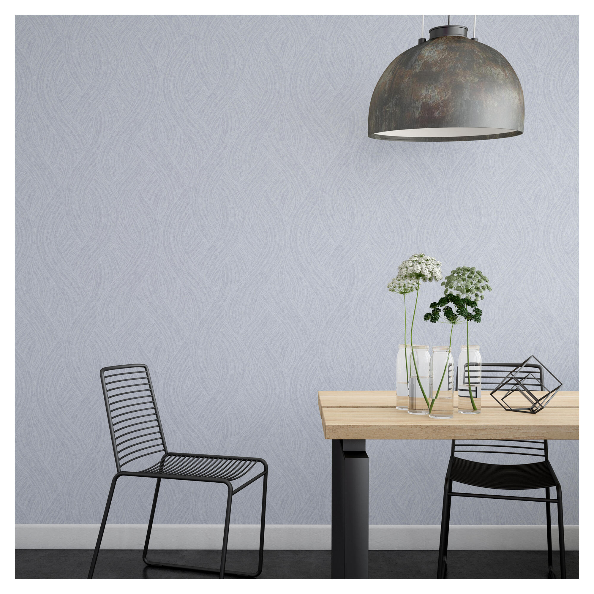 Papel pintado vinilo aplicación cola en pared geométrico ondas gris 600535 gris vinelus 106cmx10.05m lavable