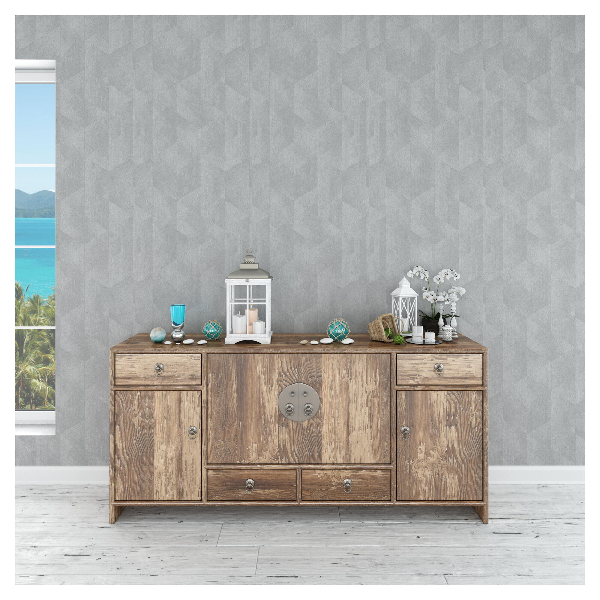Papel pintado vinilo aplicación cola en pared geométrico geometrico 507612 beige 106cmx10.05m lavable