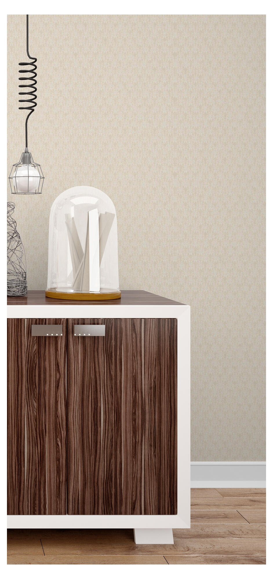 Papel pintado vinilo aplicación cola en pared arabesco 600320 beige 106cmx10.05m fregable