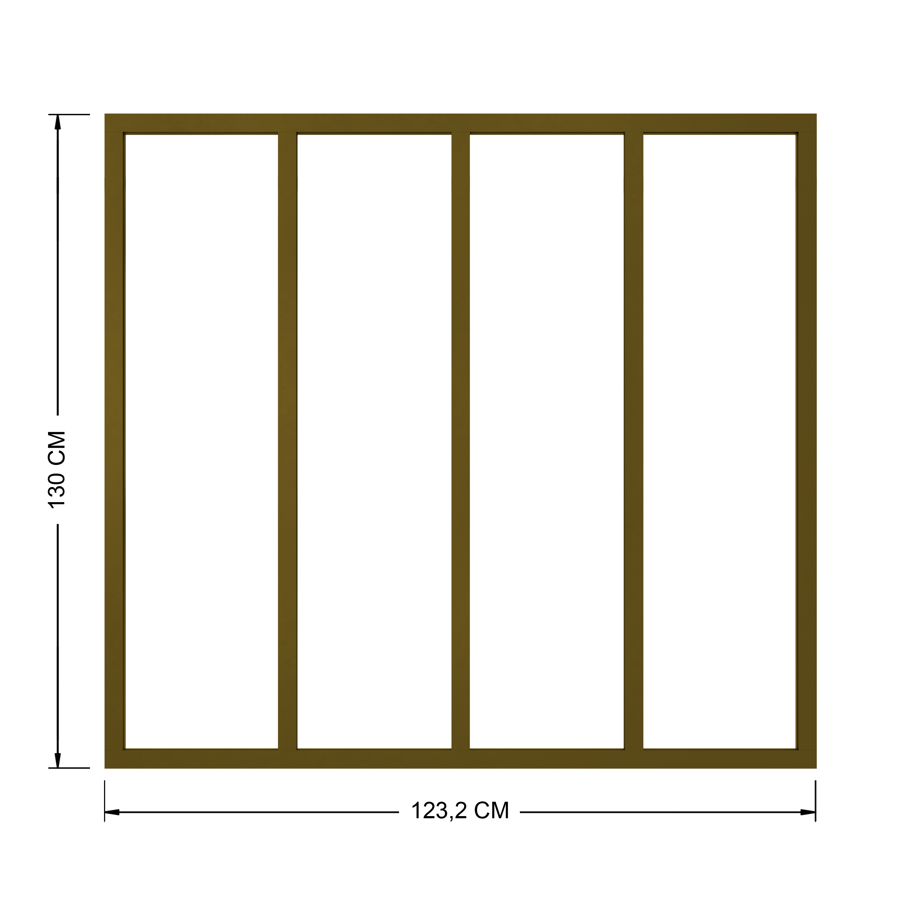 Verrière bronze en aluminium fixe mat 4 carreaux, H.130 x l.123.2 cm - 7