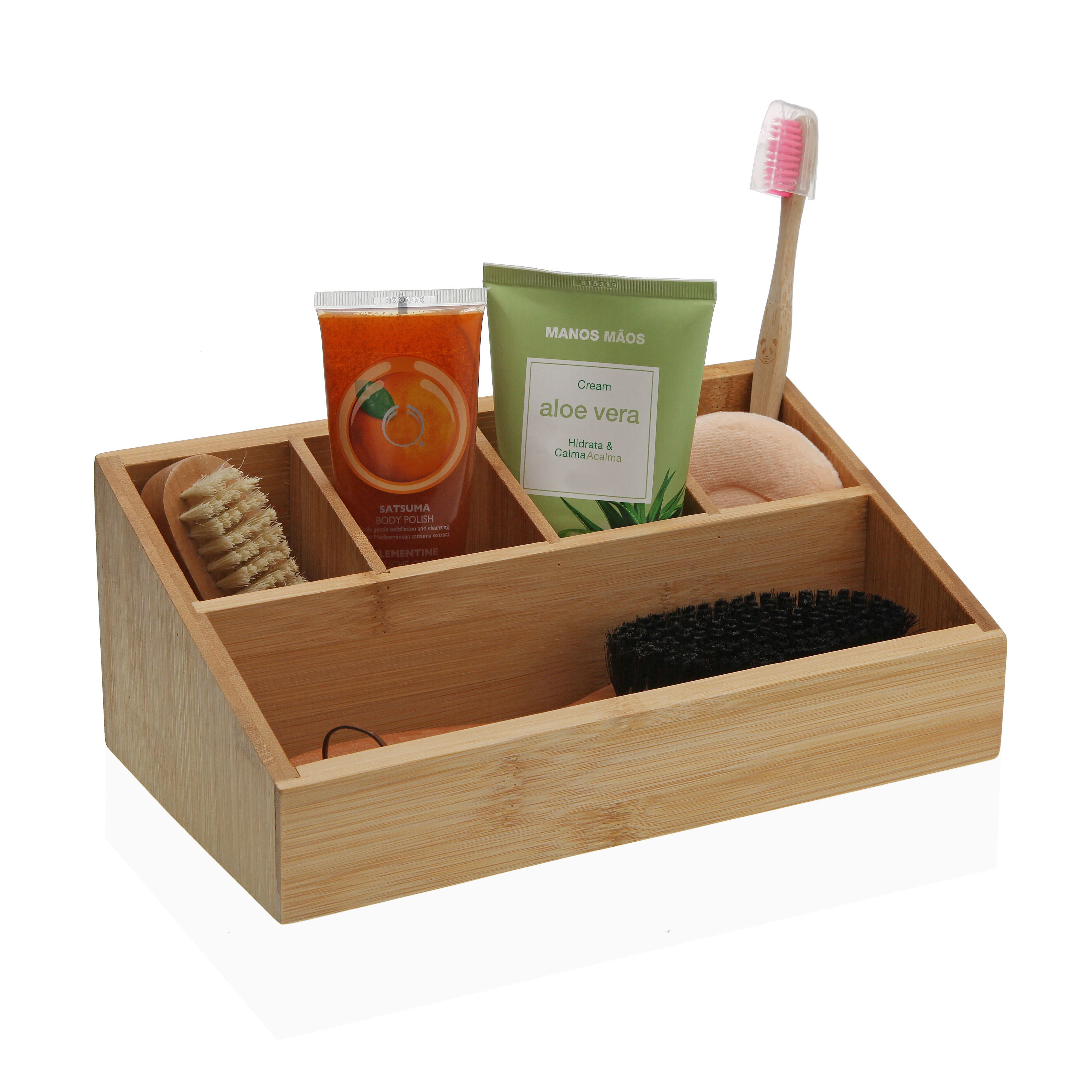 Organizador de almacenamiento, maquillaje beige 25.5x14.2x10cm