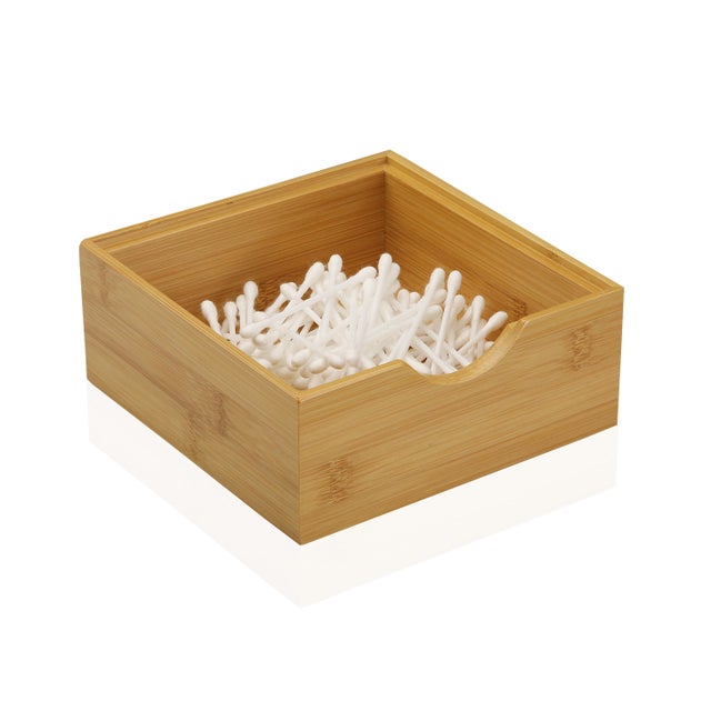 Cesta de bambú beige  15.2x15.2x6.4cm
