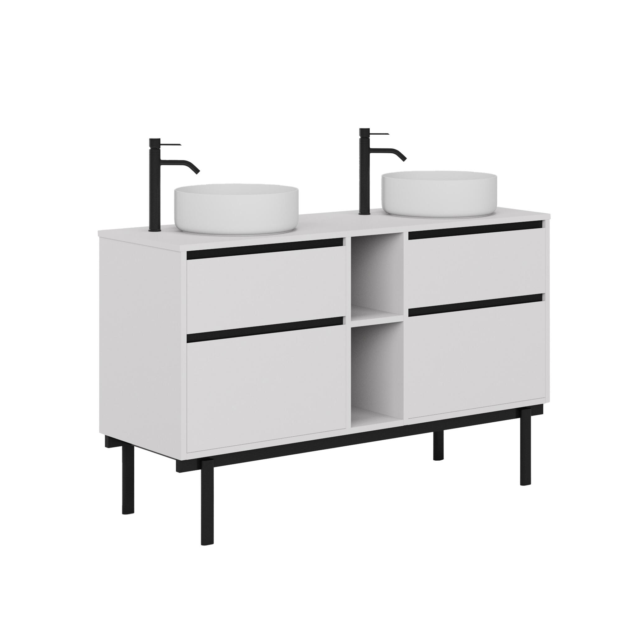 Mueble de baño tono blanco 140x45 cm