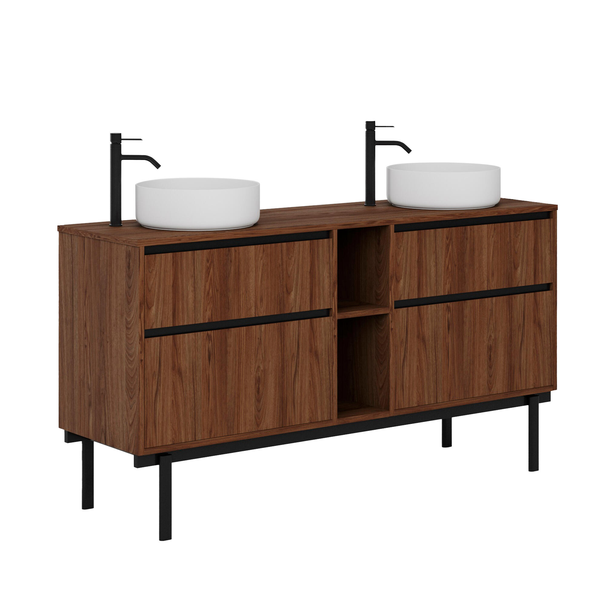 Mueble de baño tono nogal 160x45 cm