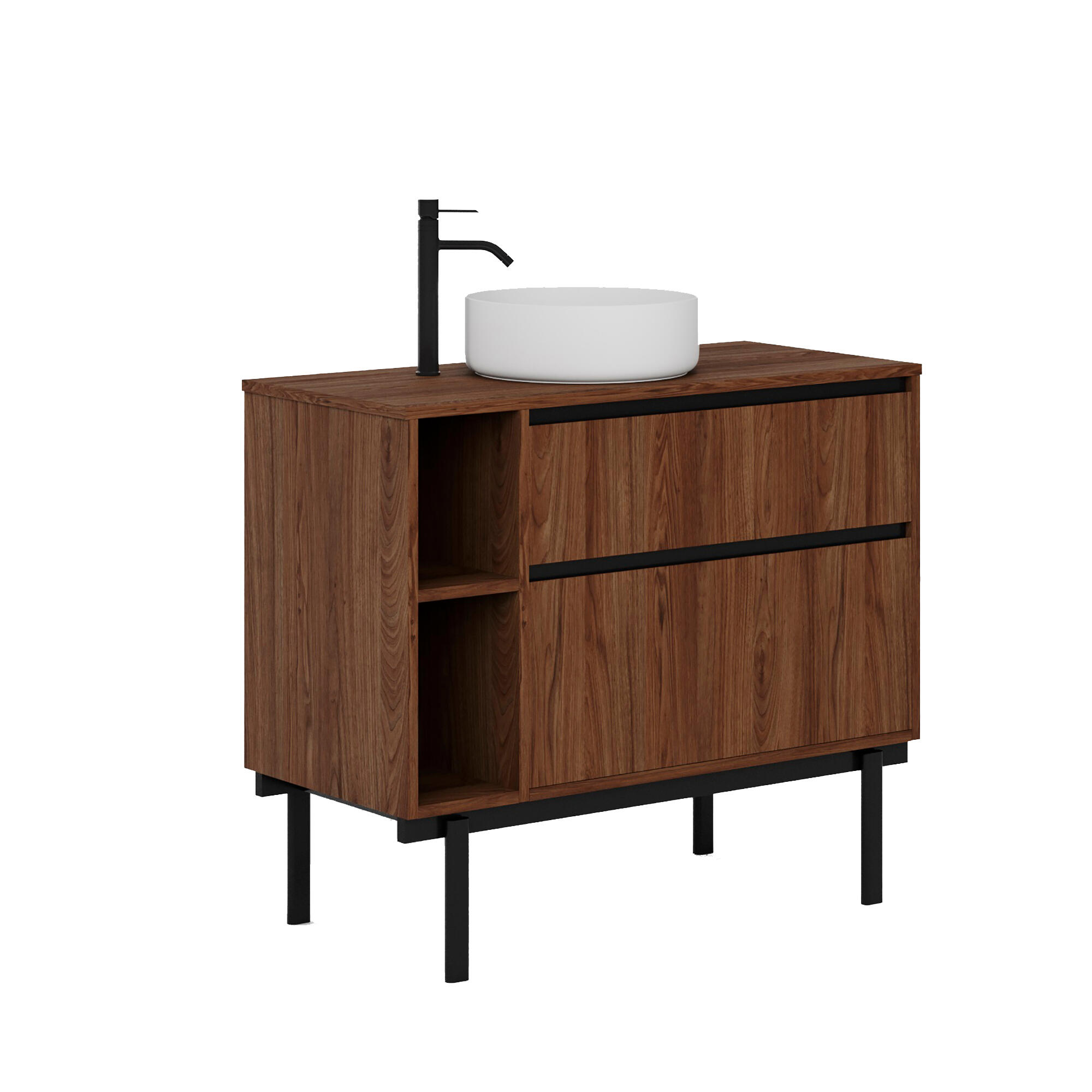 Mueble de baño tono nogal 100x45 cm