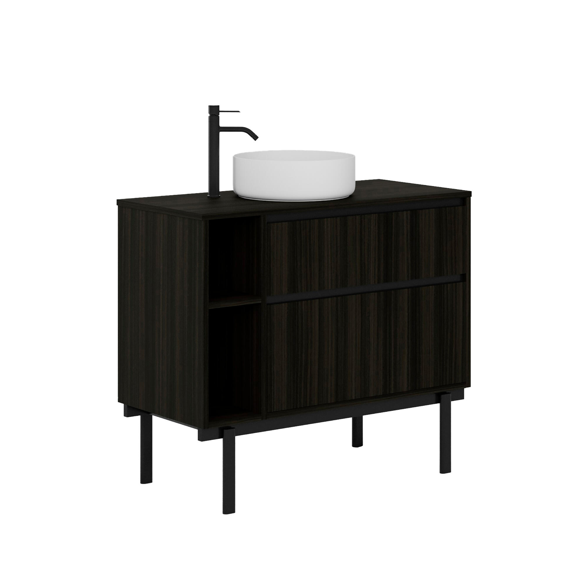 Mueble de baño tono wengué 100x45 cm