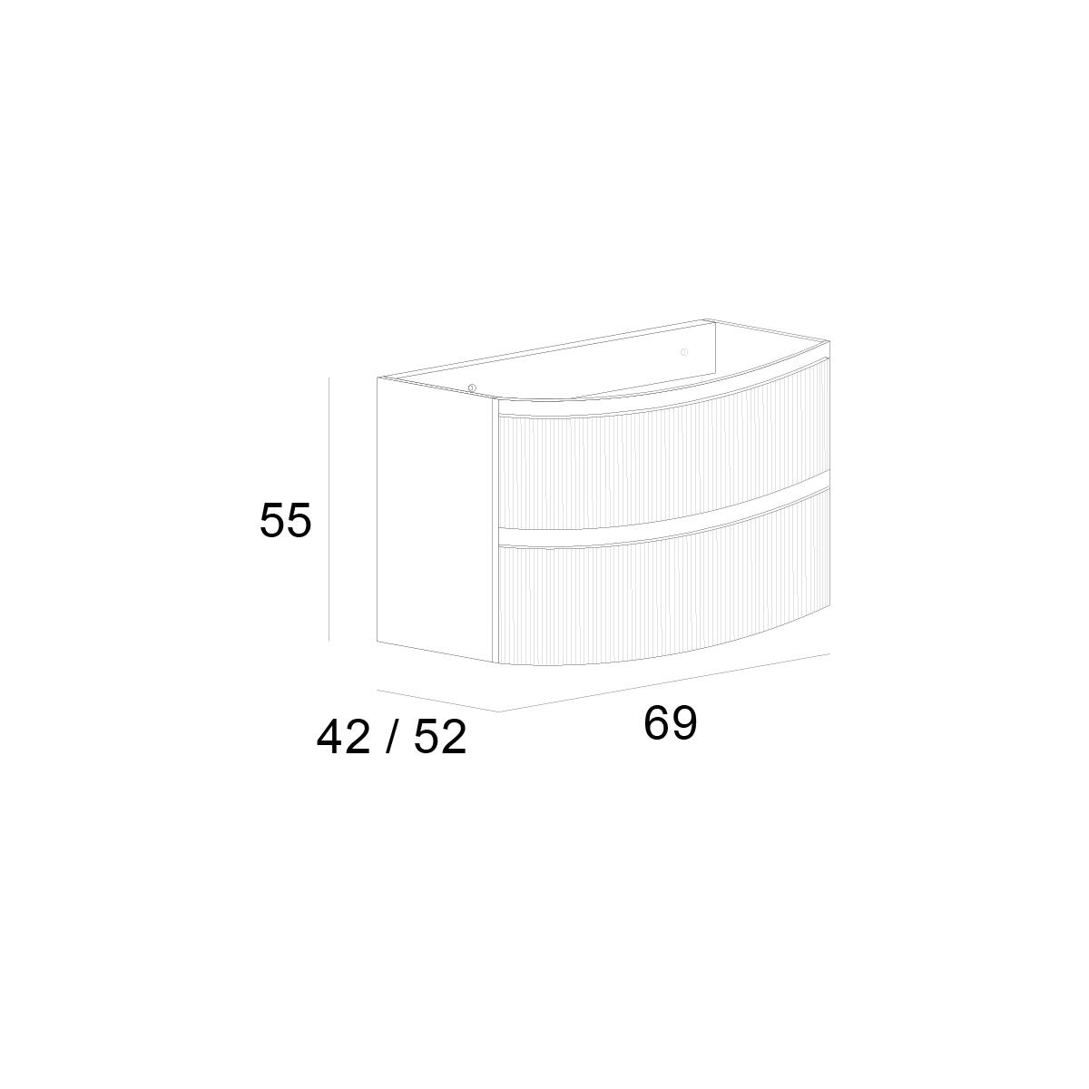 Mobile da bagno sospeso sotto lavabo L 69 x H 55 x P 52 cm nero laccato opaco, 2 cassetti BADEN HAUS VAGUE - 4