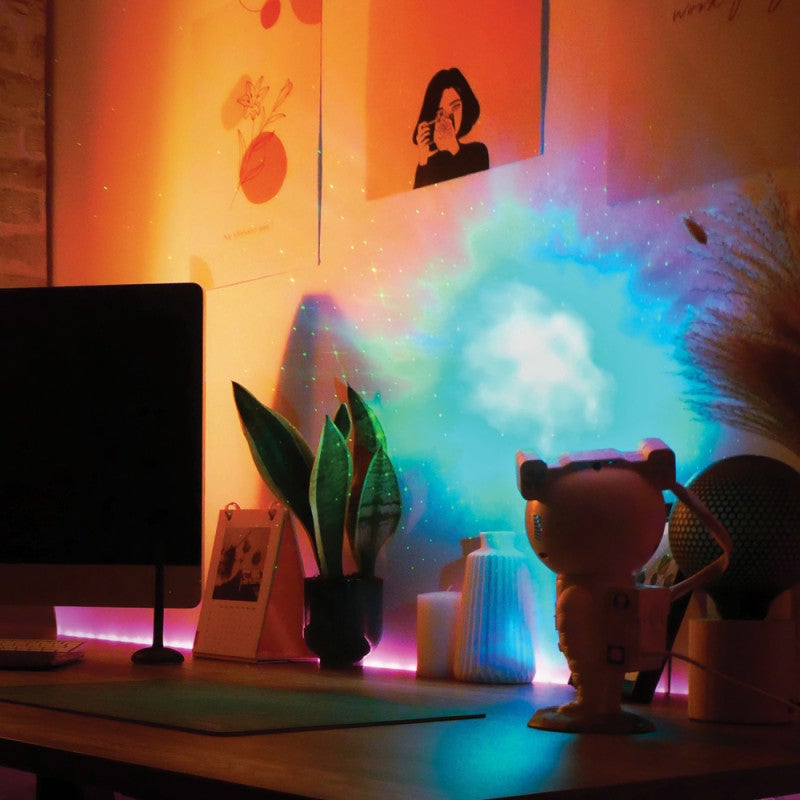 Lámpara de mesa sin cable LED con modo luz nocturna Robot Astronauta XANLITE con estructura blanca pantalla blanca color cambiante CCT 2500K- 6700K - 2