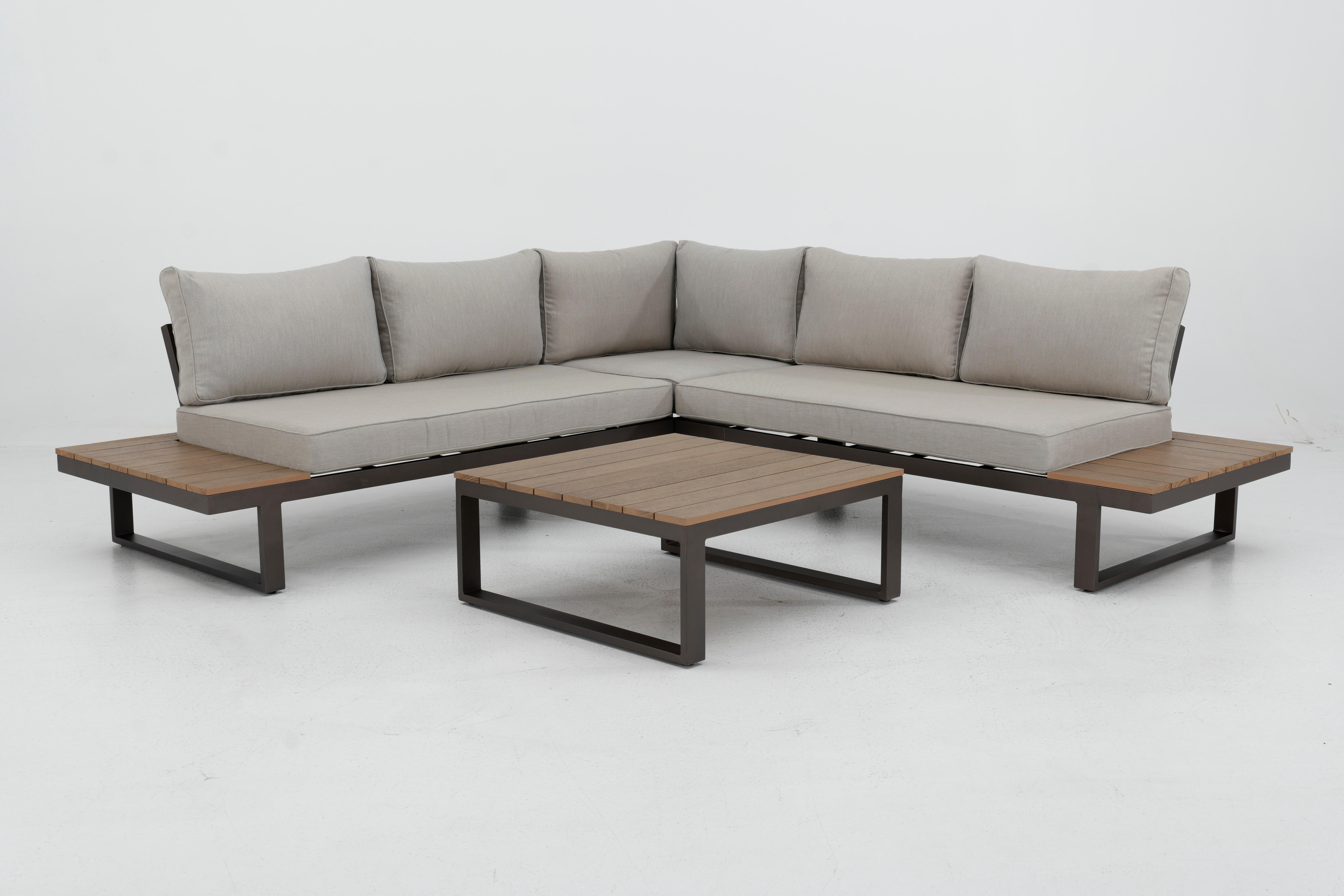 Set de porche de jardín esquinero de aluminio Capri moka - 7