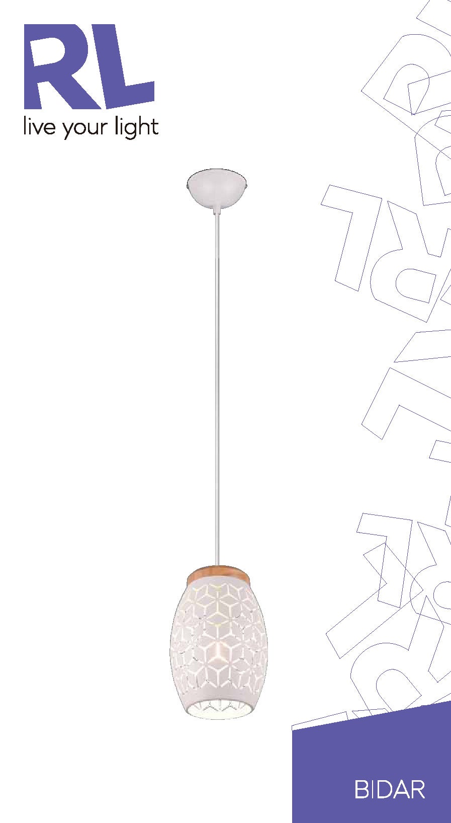 Candeeiro de teto suspenso BIDAR E27 1 Luz branco - 3