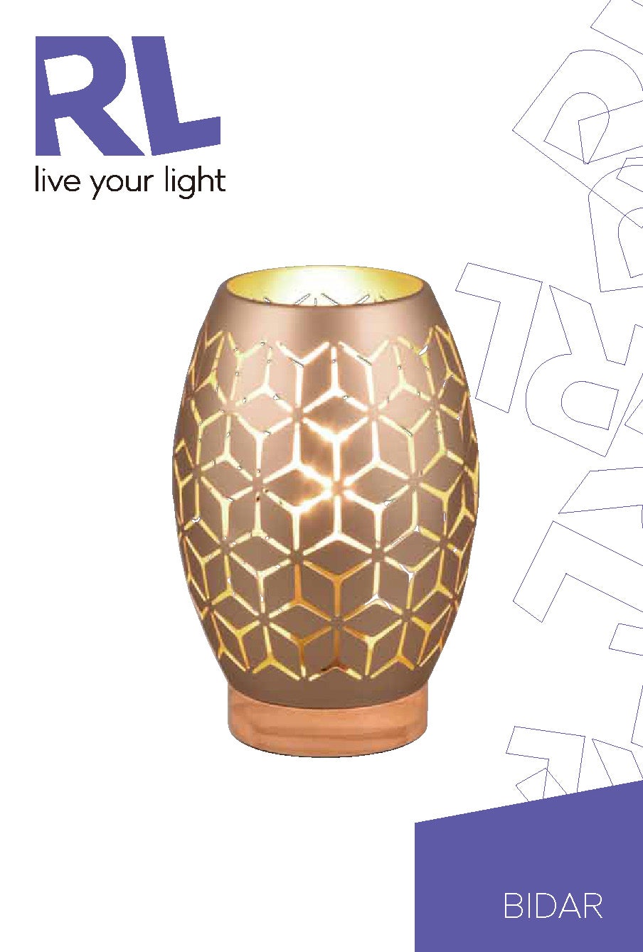 Candeeiro de mesa BIDAR E27 1 Luz  castanho metal - 3