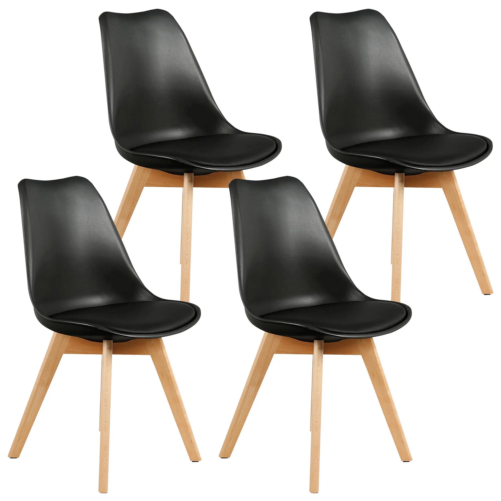 Set de 4 sillas copenhague de madera en color negro cmp 82x48,5x58cm