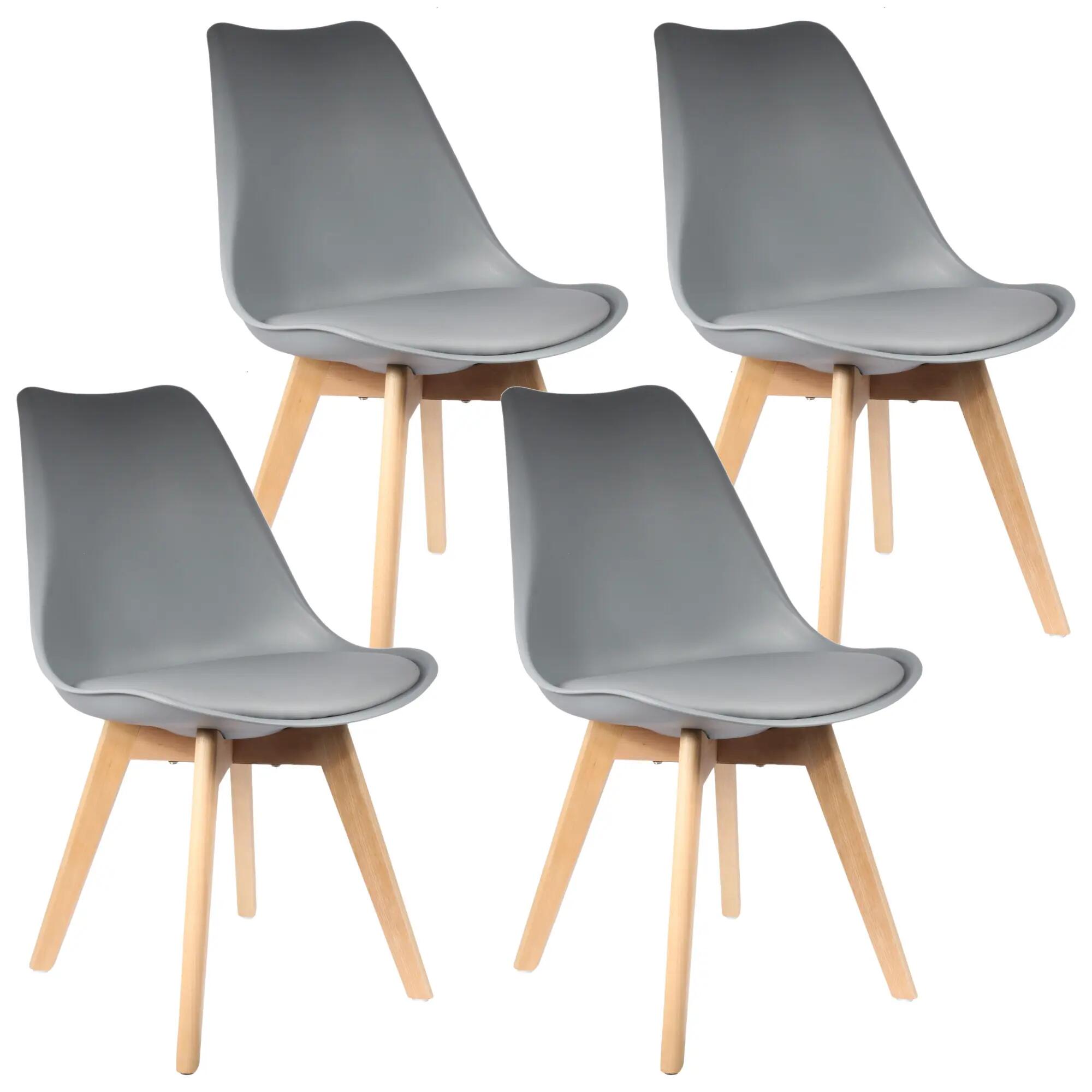 Set de 4 sillas copenhague de madera en color gris plata cmp 82x48,5x58cm