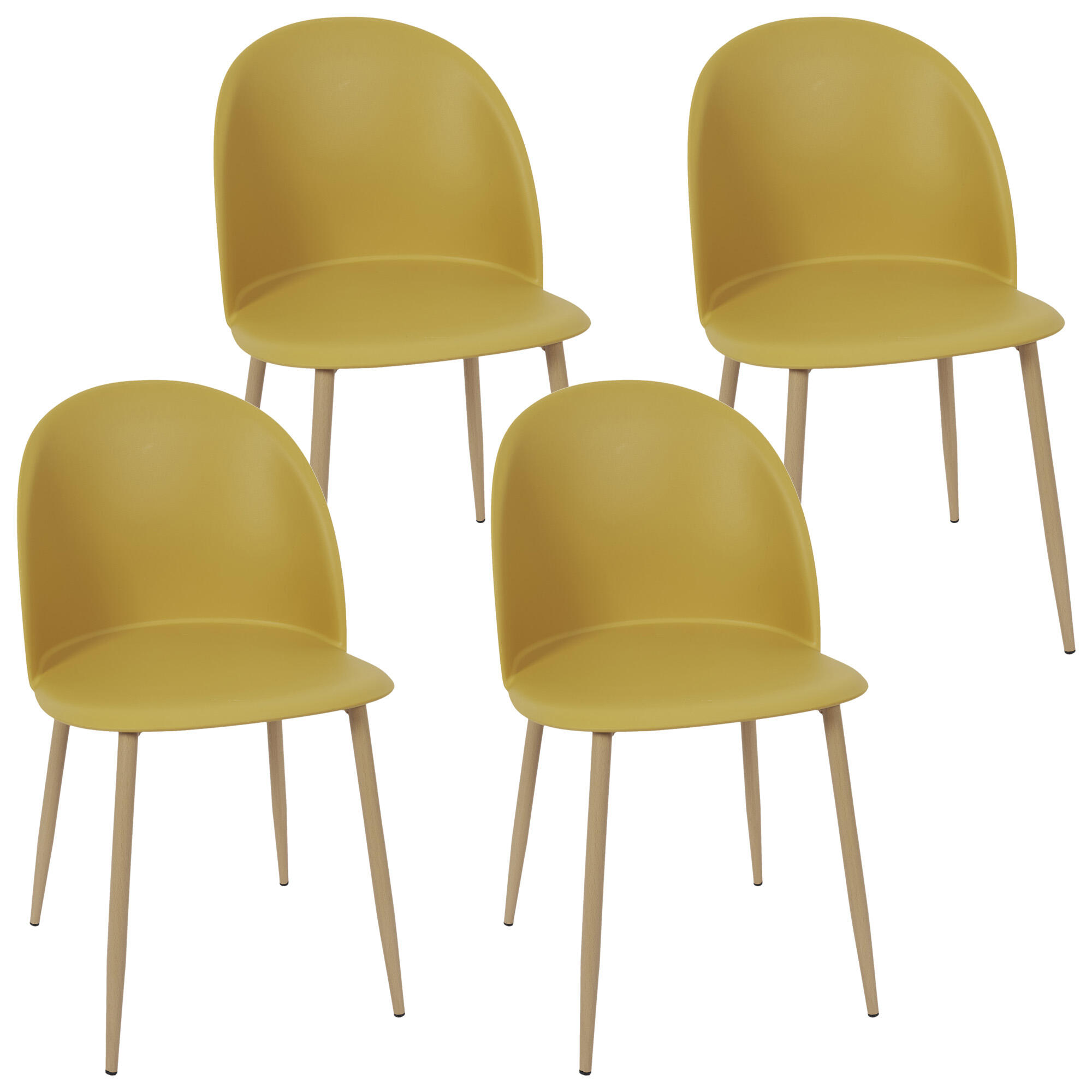 Set de 4 sillas bergen de madera en color amarillo dorado cmp 81,3x49,2x47cm