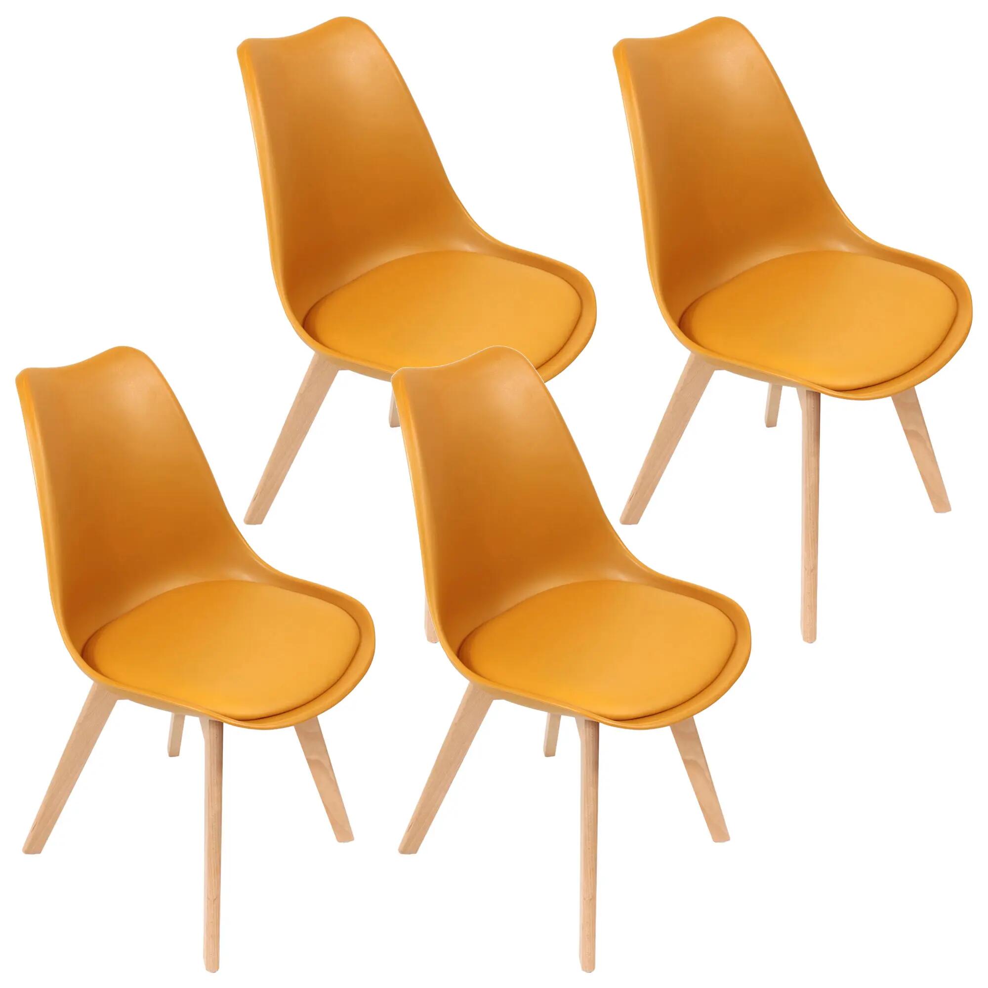 Set de 4 sillas helsinki de madera en color amarillo cmp 82,5x49x52,5cm