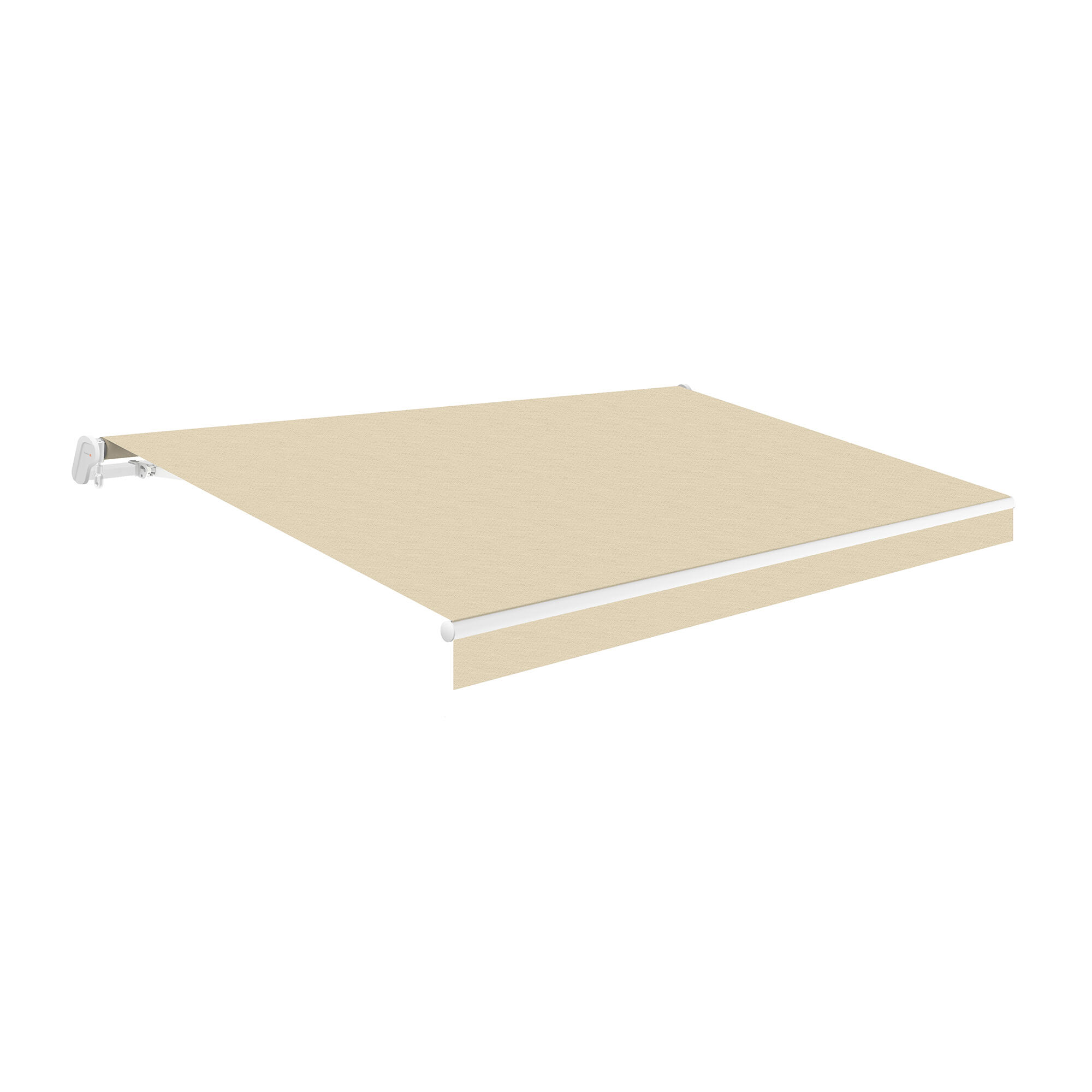 Toldo brazo extensible terraza siroco manual blanco tela beige 4x3m