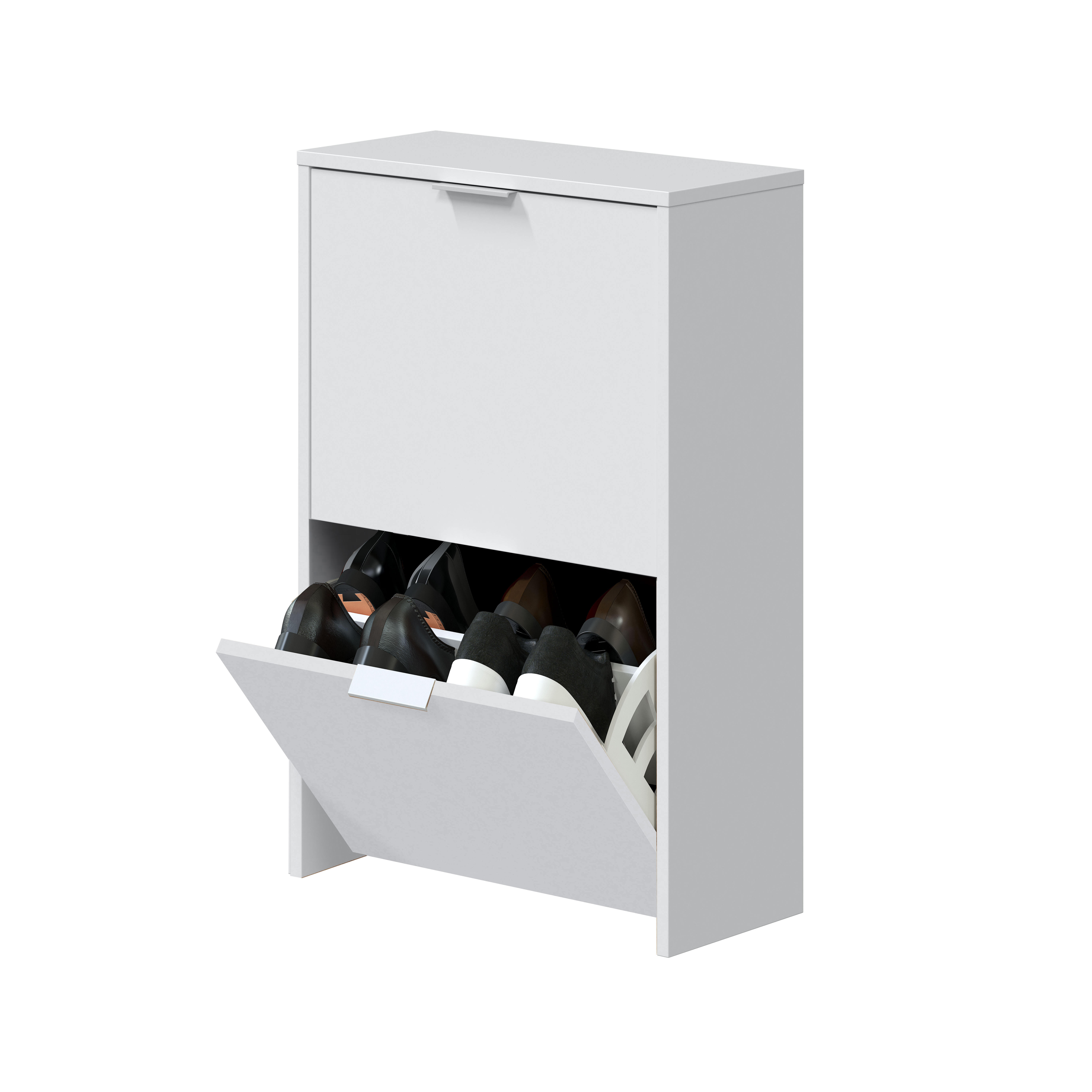 Zapatero Tuc con 2 compartimentos para 12 pares en melamina color blanco 50x76x22 cm - 3