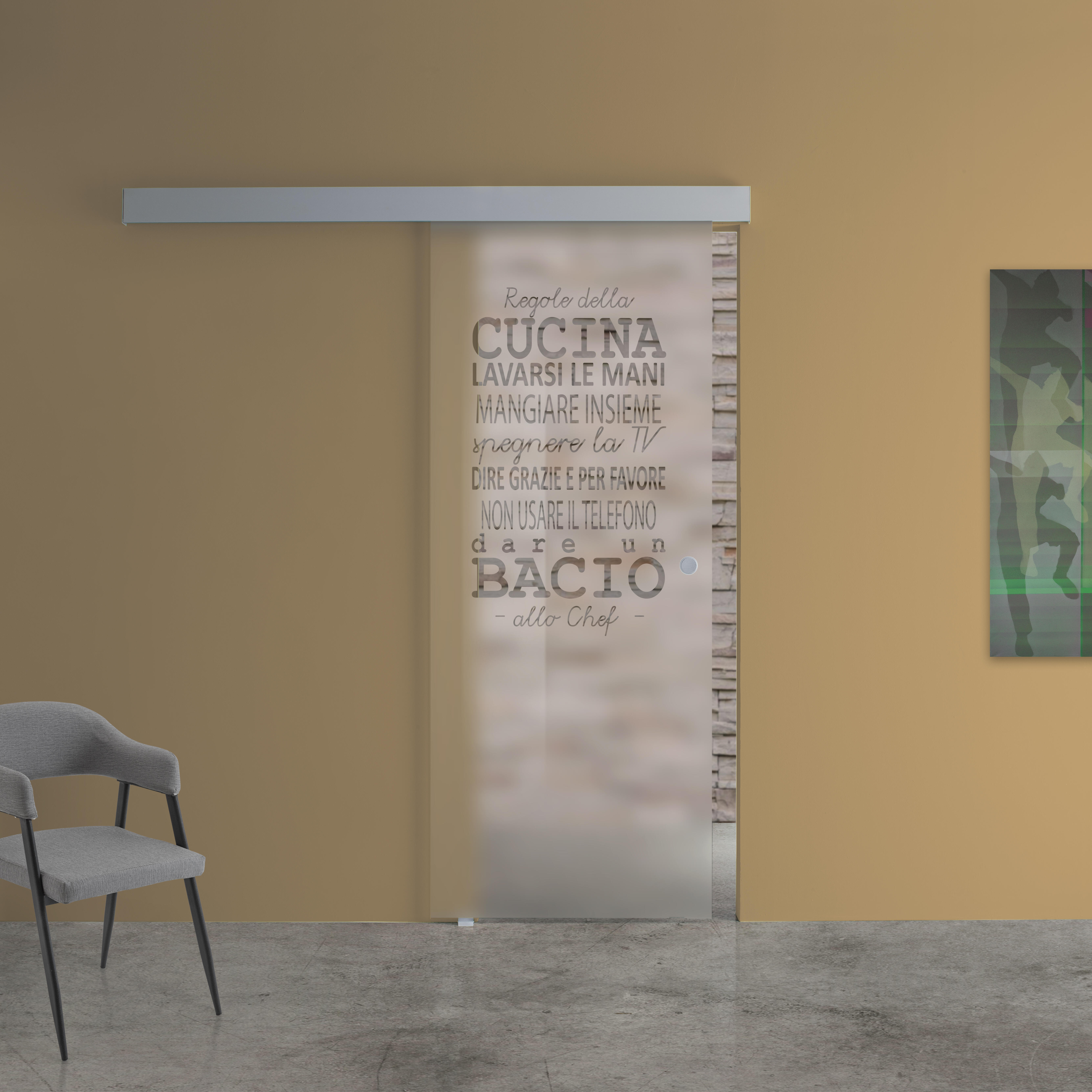 Anta per porta scorrevole Regole Tel. in vetro trasparente L 96 x H 215 cm sp.8 mm sinistra - 2