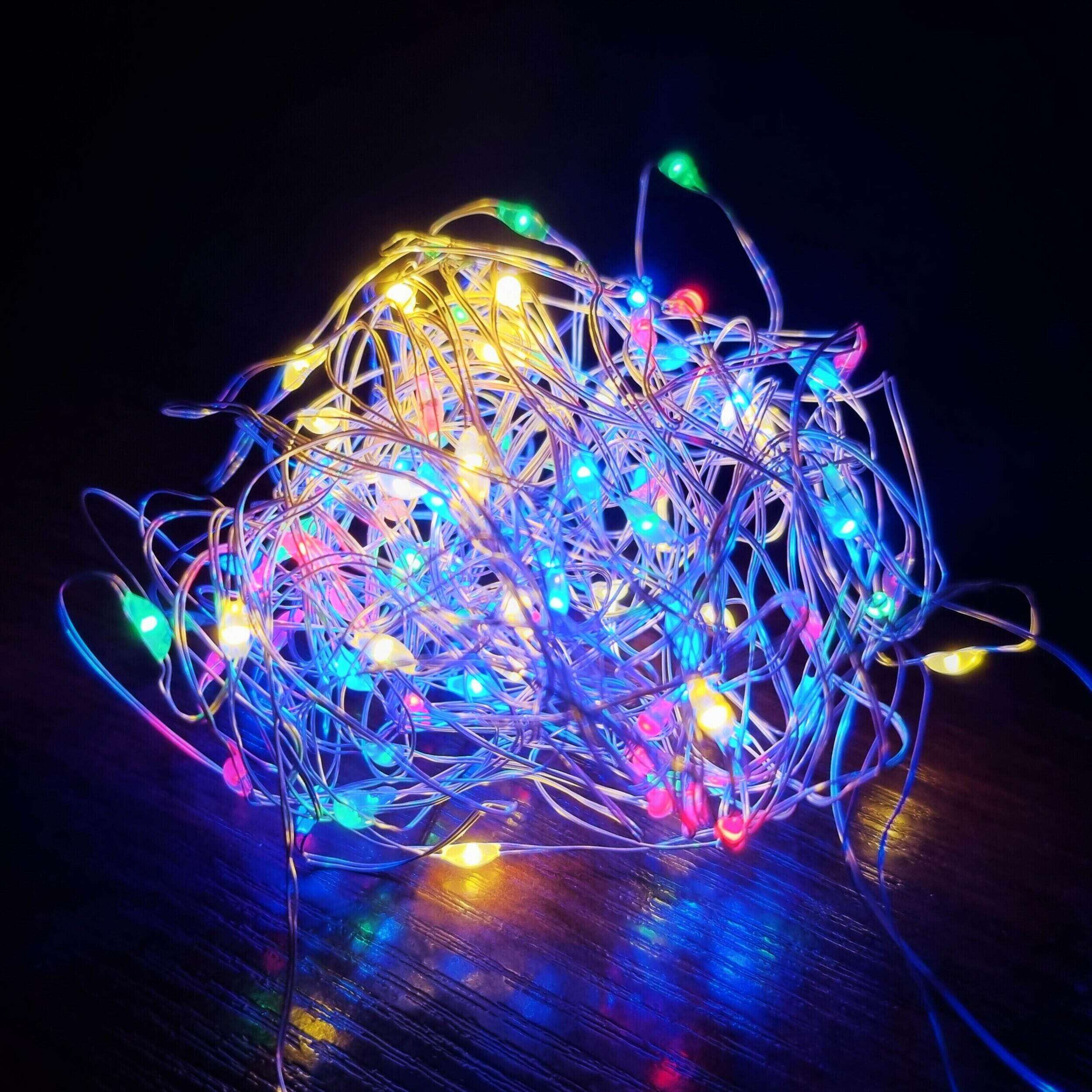 Lampki choinkowe wewnętrzne 100 MICRO LED łezki na baterie multikolor Cortina - 2