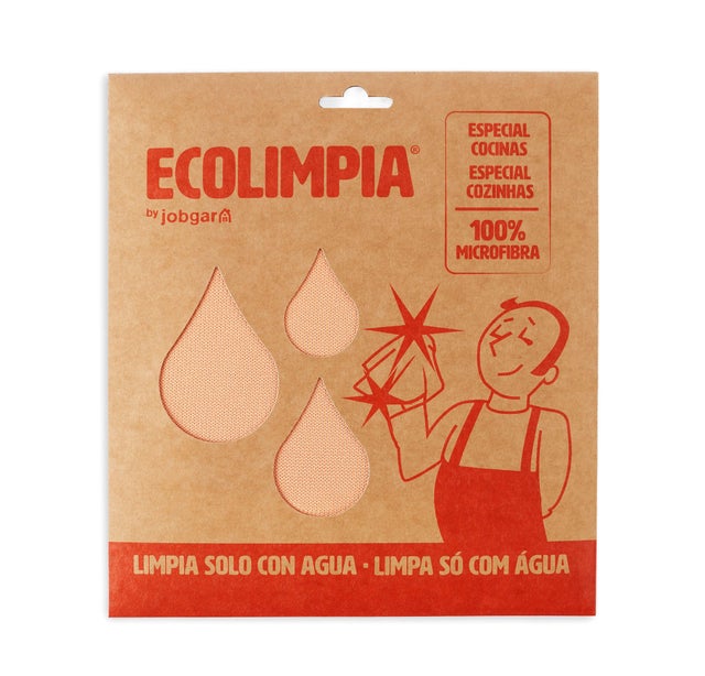 Bayeta de microfibra especial cocinas Ecolimpia JOBGAR de 50x40 cm naranja