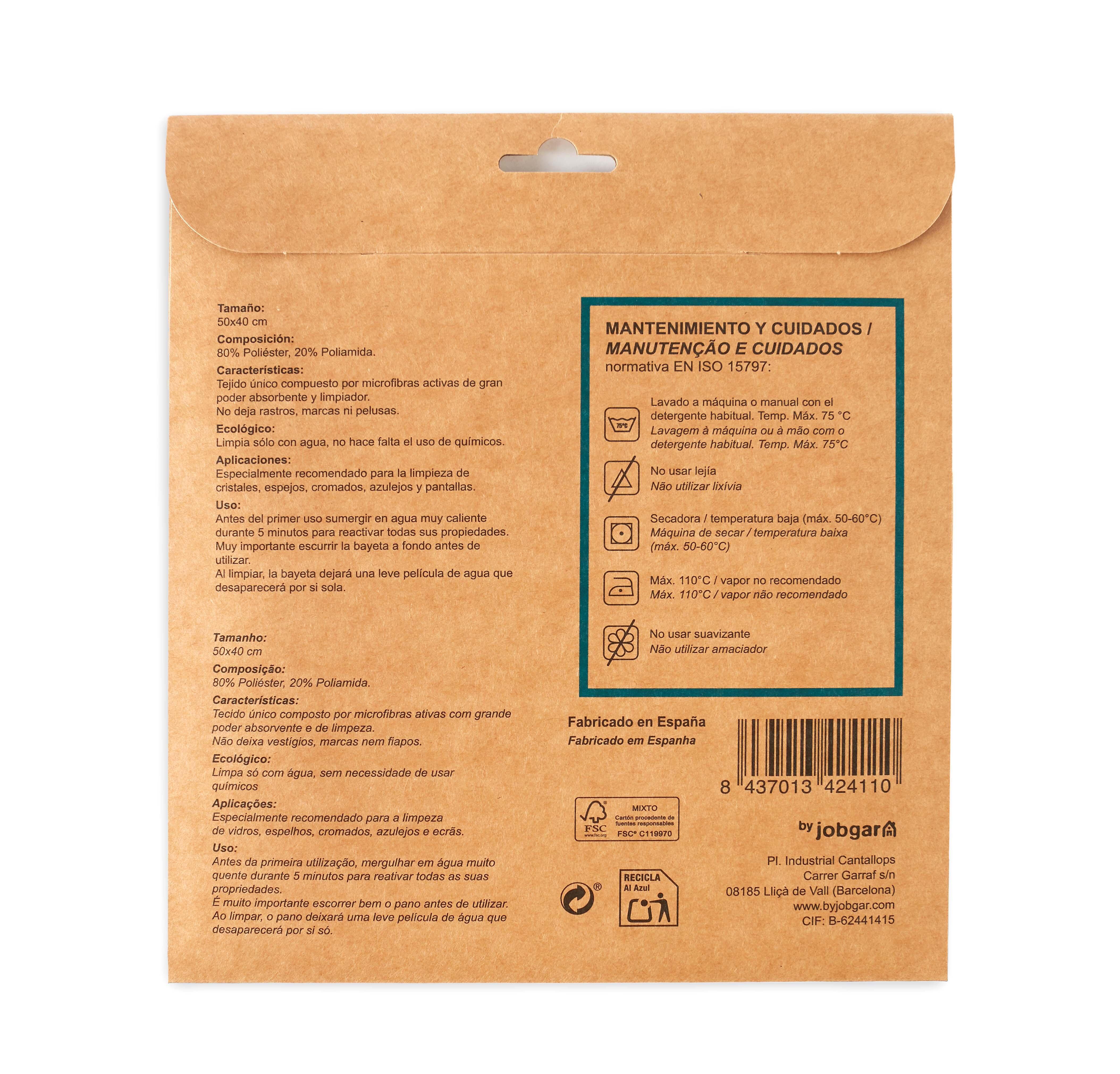 Bayeta especial baños ecolimpia JOBGAR 50x40cm azul - 6