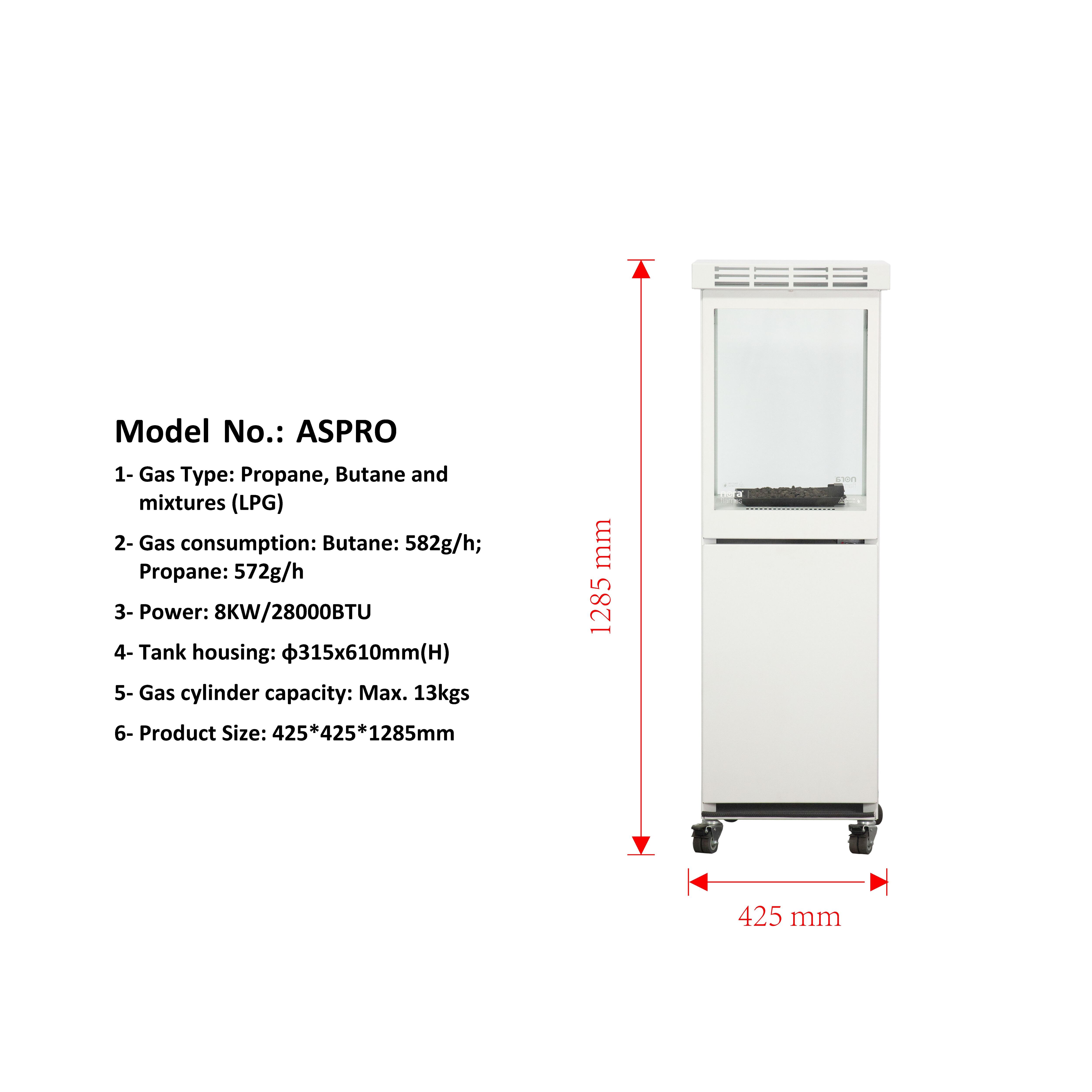 Estufa De Gas Exterior Aspro Blanco Lpg de 8 Kw - 2
