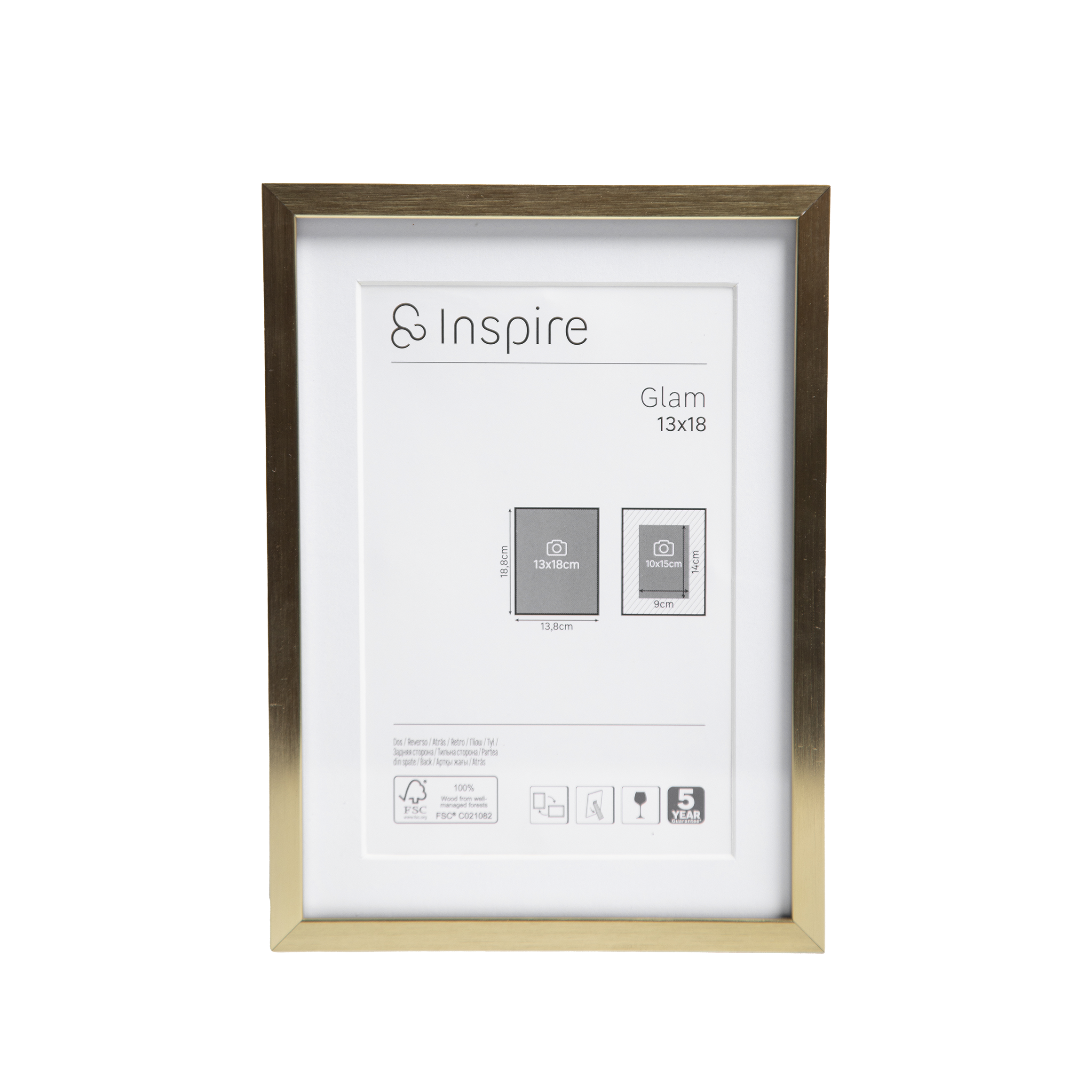 Cadre Glam, 13 x 18 cm, métal doré, INSPIRE - 2