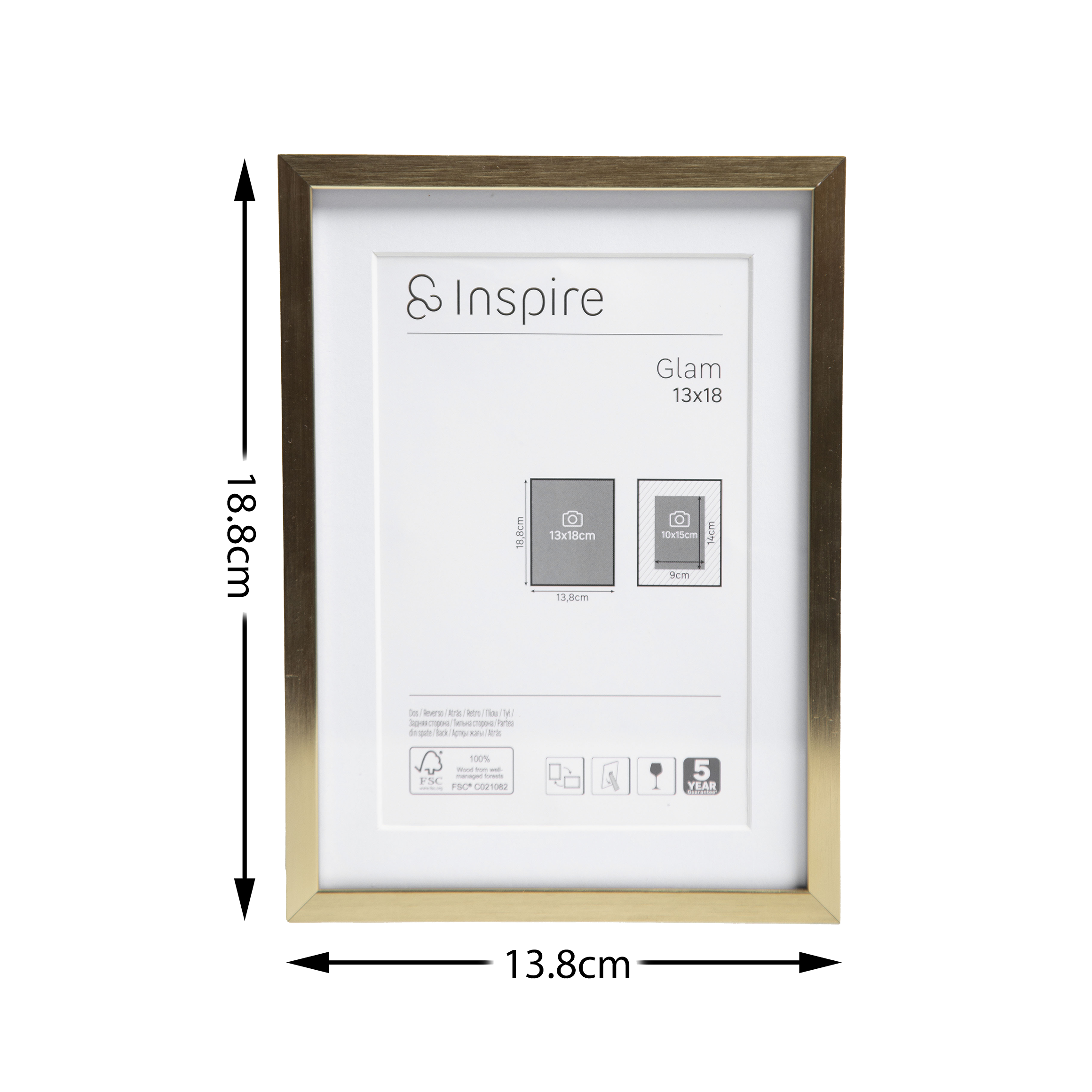 Cadre Glam, 13 x 18 cm, métal doré, INSPIRE - 5