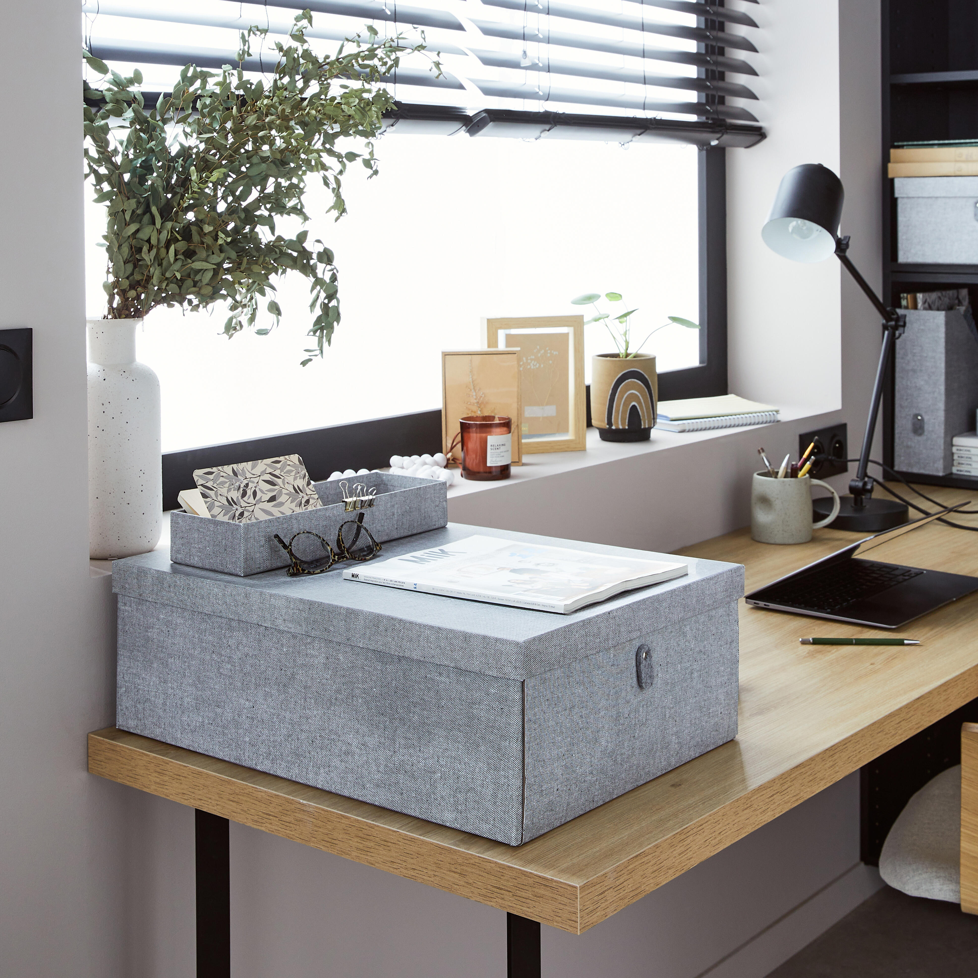 Contenitore L 35.5 x H 17 x P 51.5 cm grigio - 2