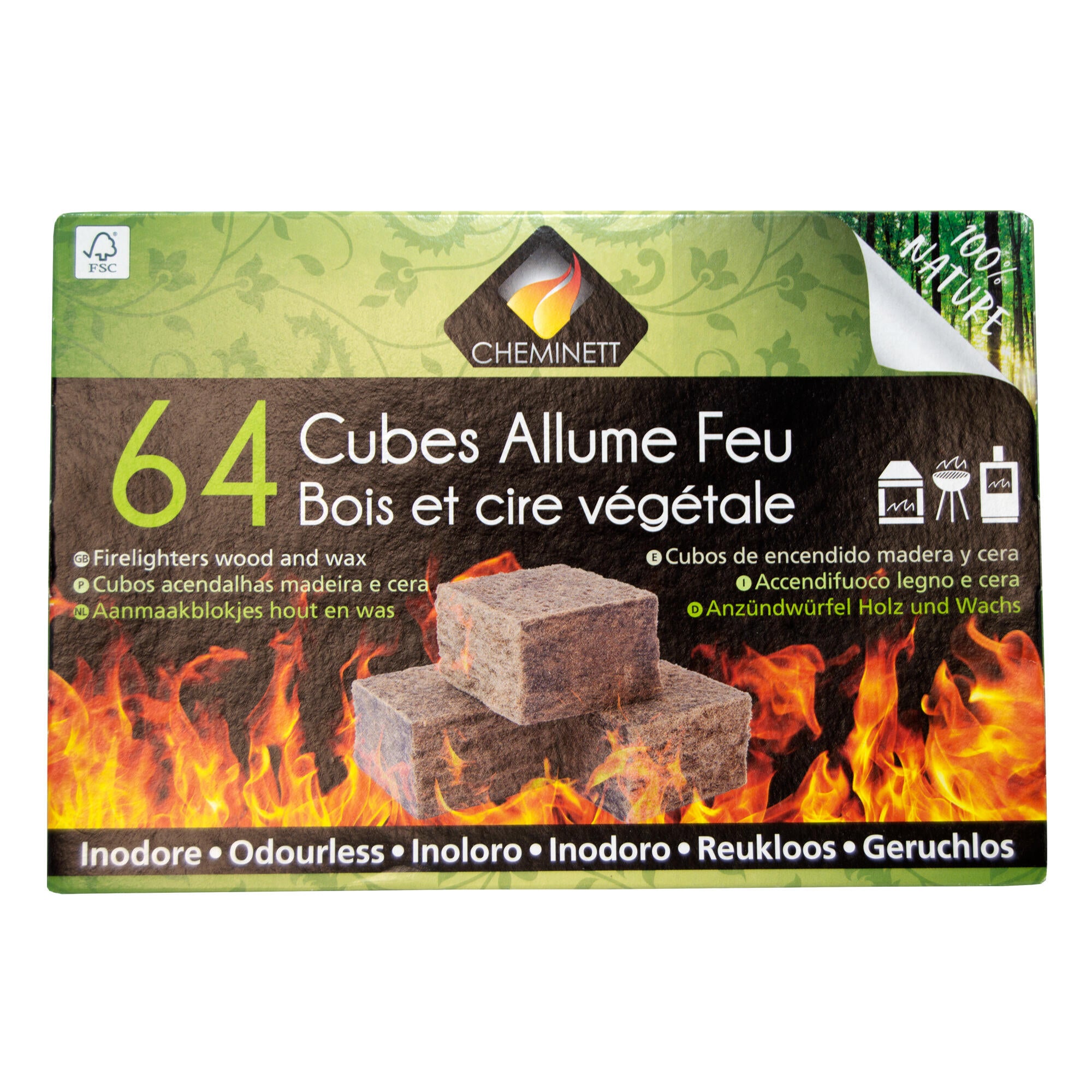 Cubos de encendido ecológico CHEMINETT Caja 64 unidades 100% Naturales - 6