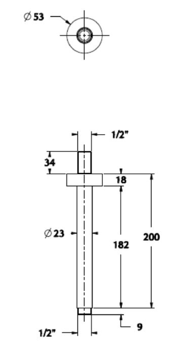Brazo techo cilíndrico maier 20 cm bronce mate