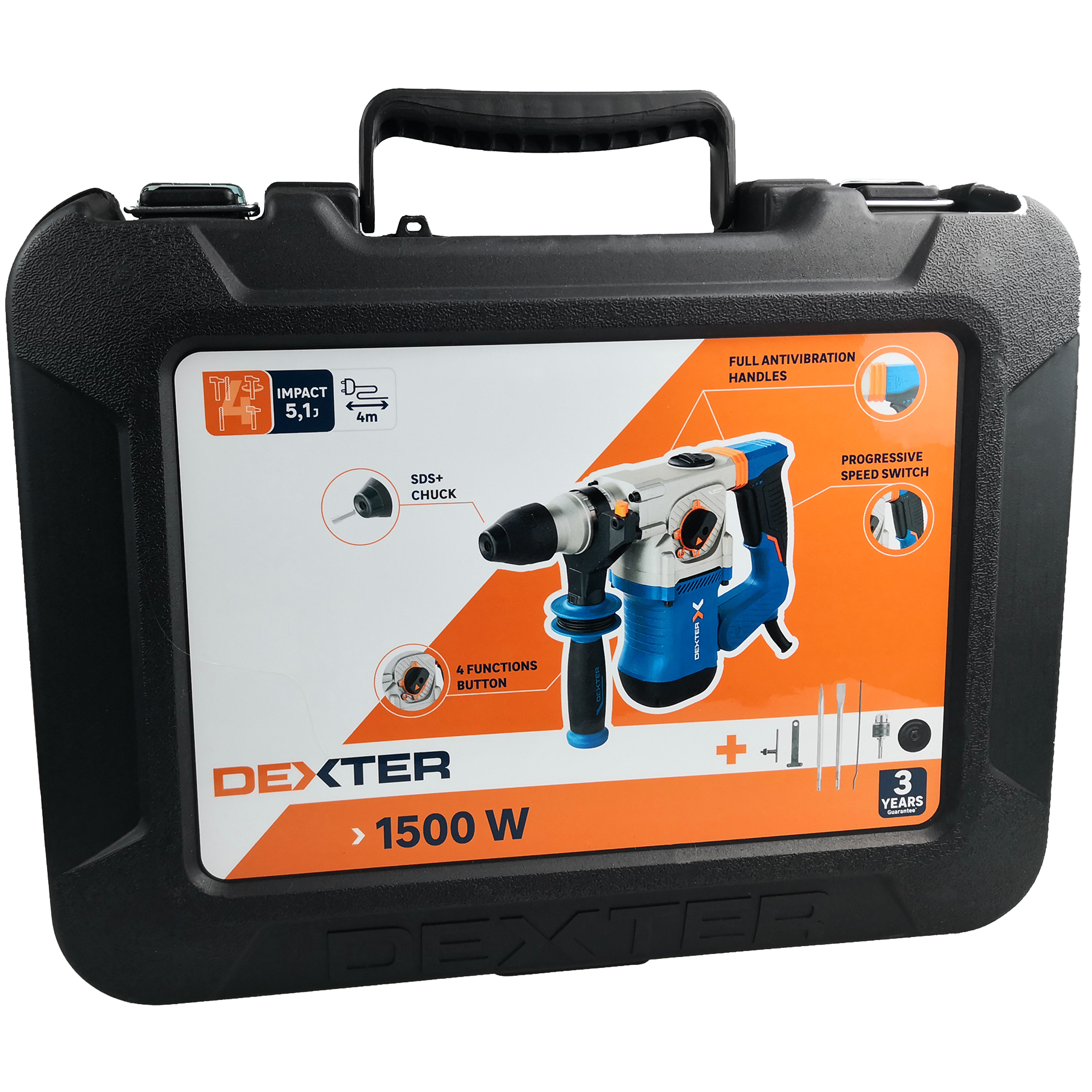 Młot udarowo-obrotowy DEXTER 1500RH2-50.5 SDS+ 1500W 5.1J - 22
