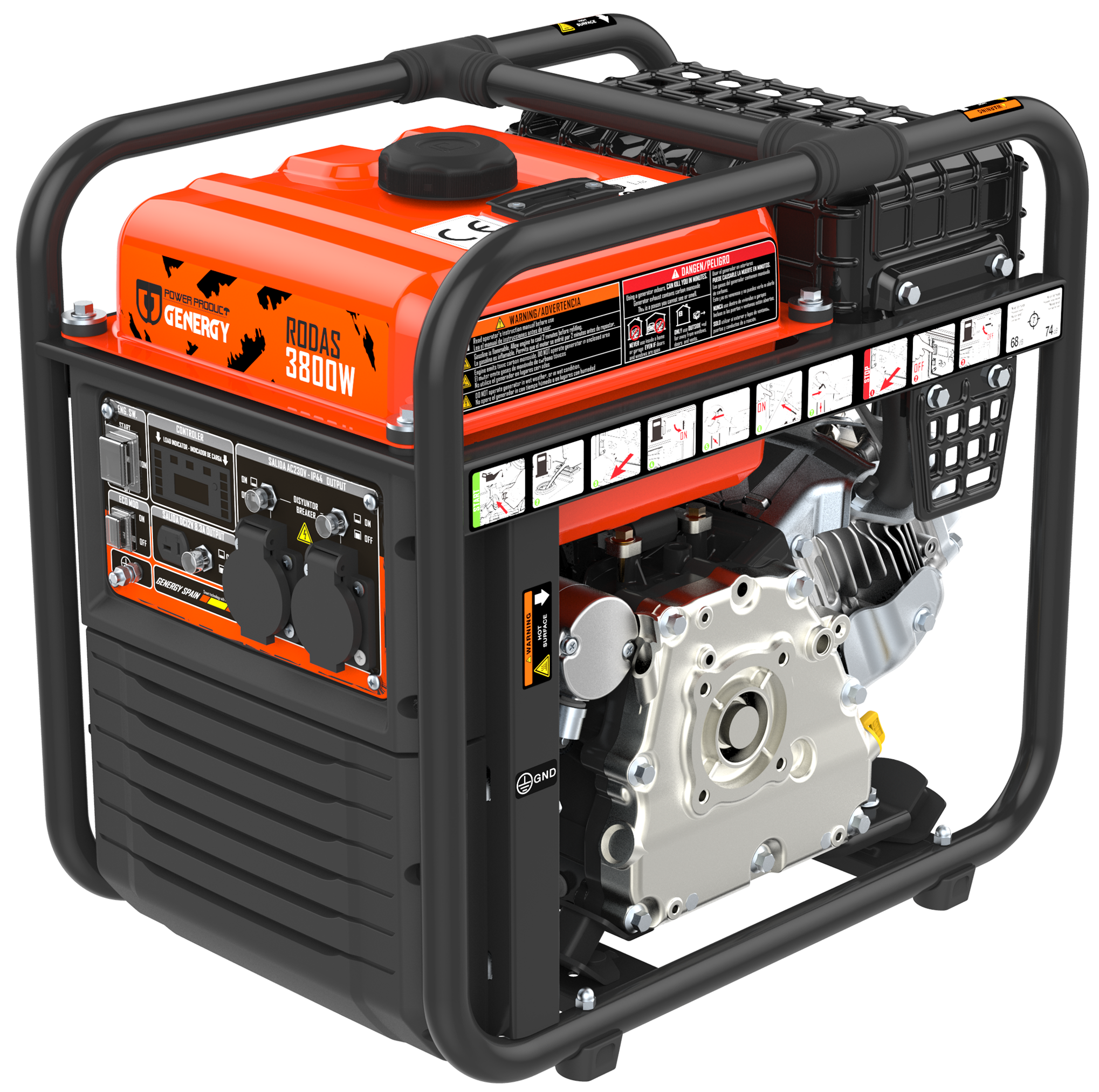 Gerador inverter a gasolina arranque elétrico 3800W/3500W Genergy Rodas - 3