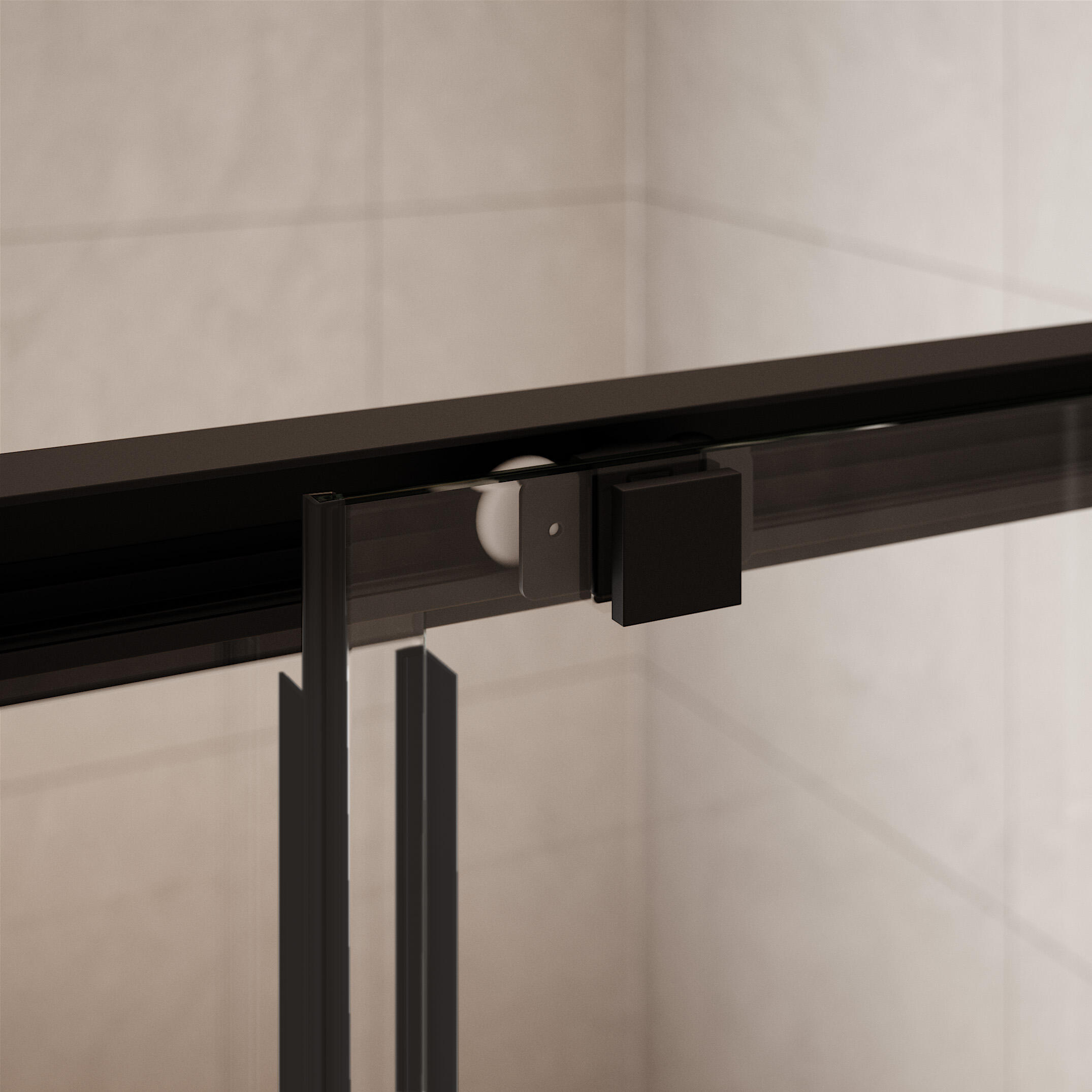 Mampara de ducha corredera 1 hoja fija + 1 puerta corredera Urban. Perfil aluminio negro. Ancho adaptable (159-161)x200 cm Cristal templado de seguridad transparente 6mm. Cierre de sobreponer. Sin guía inferior Vanguard - 8