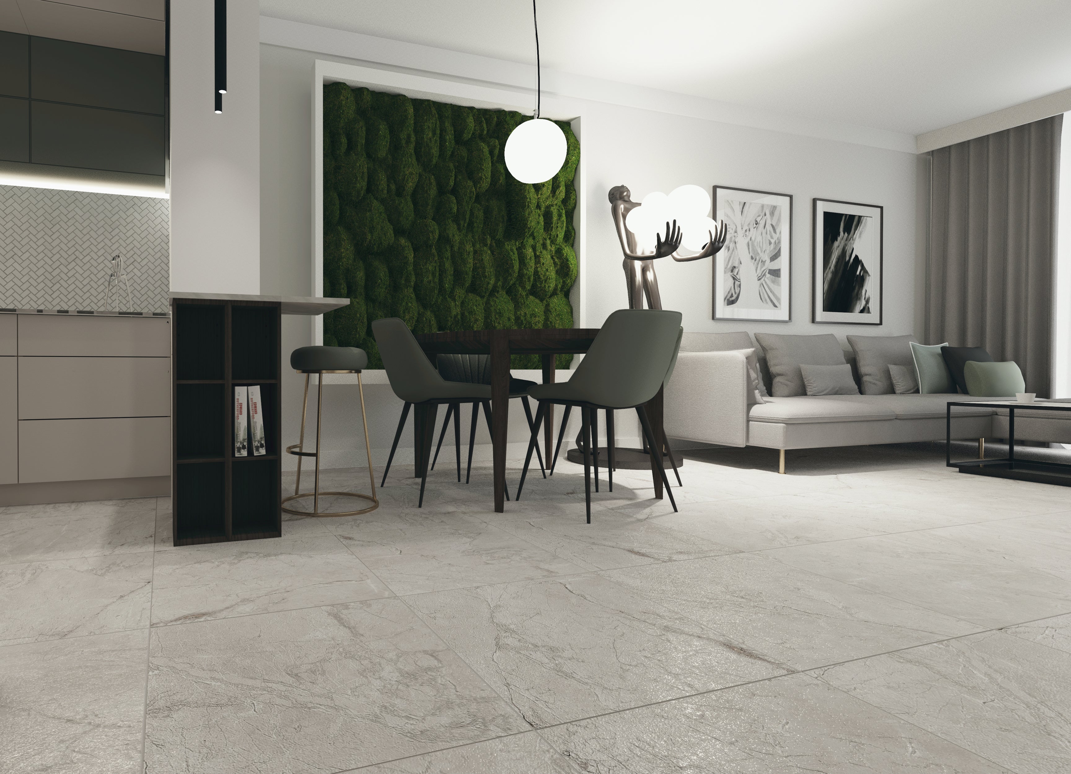 Gres szkliwiony Parma Bianco Carving 60x60 Egen - 2