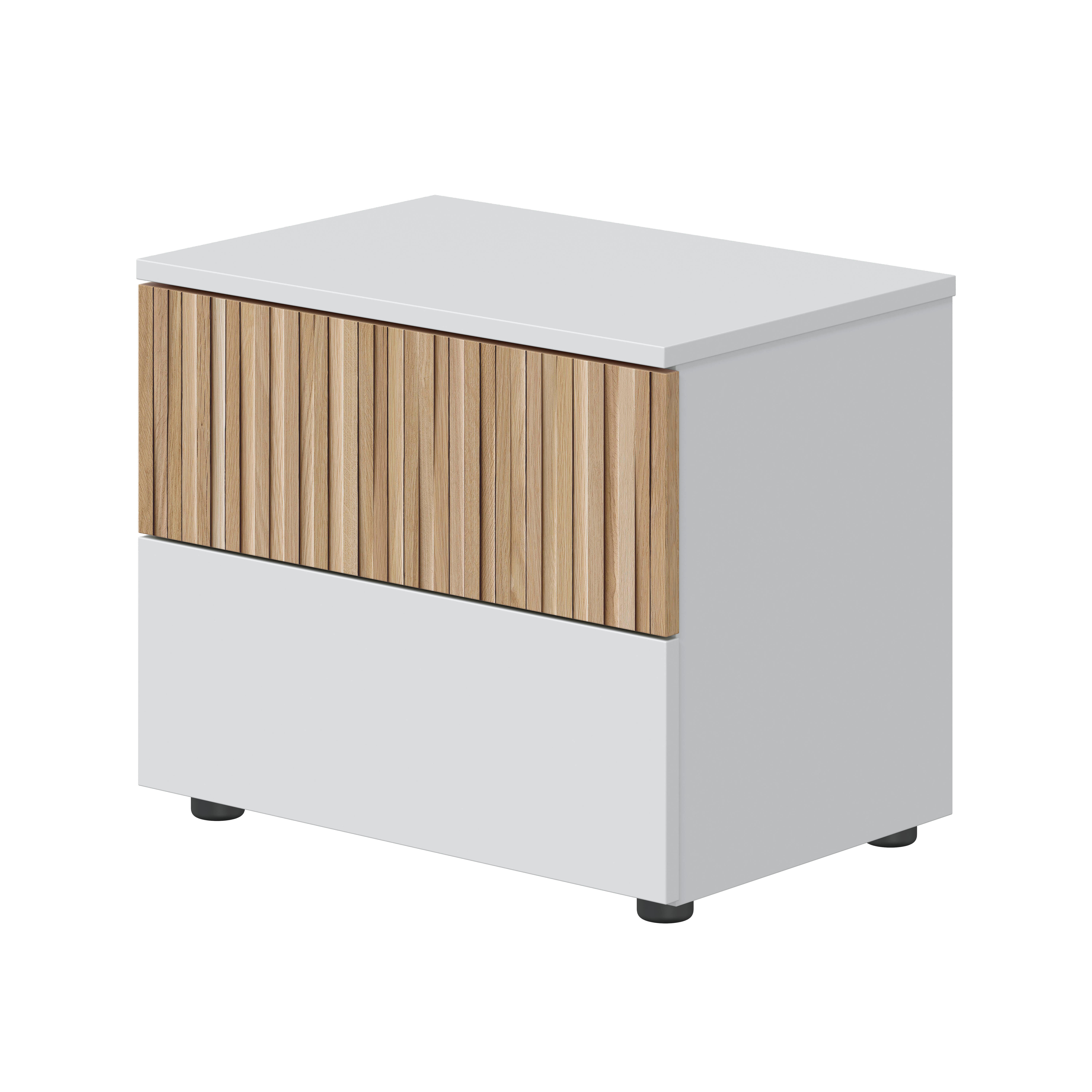 Mesita de noche ega nature color blanco artik y natural de 50 x 41 x 34 cm.