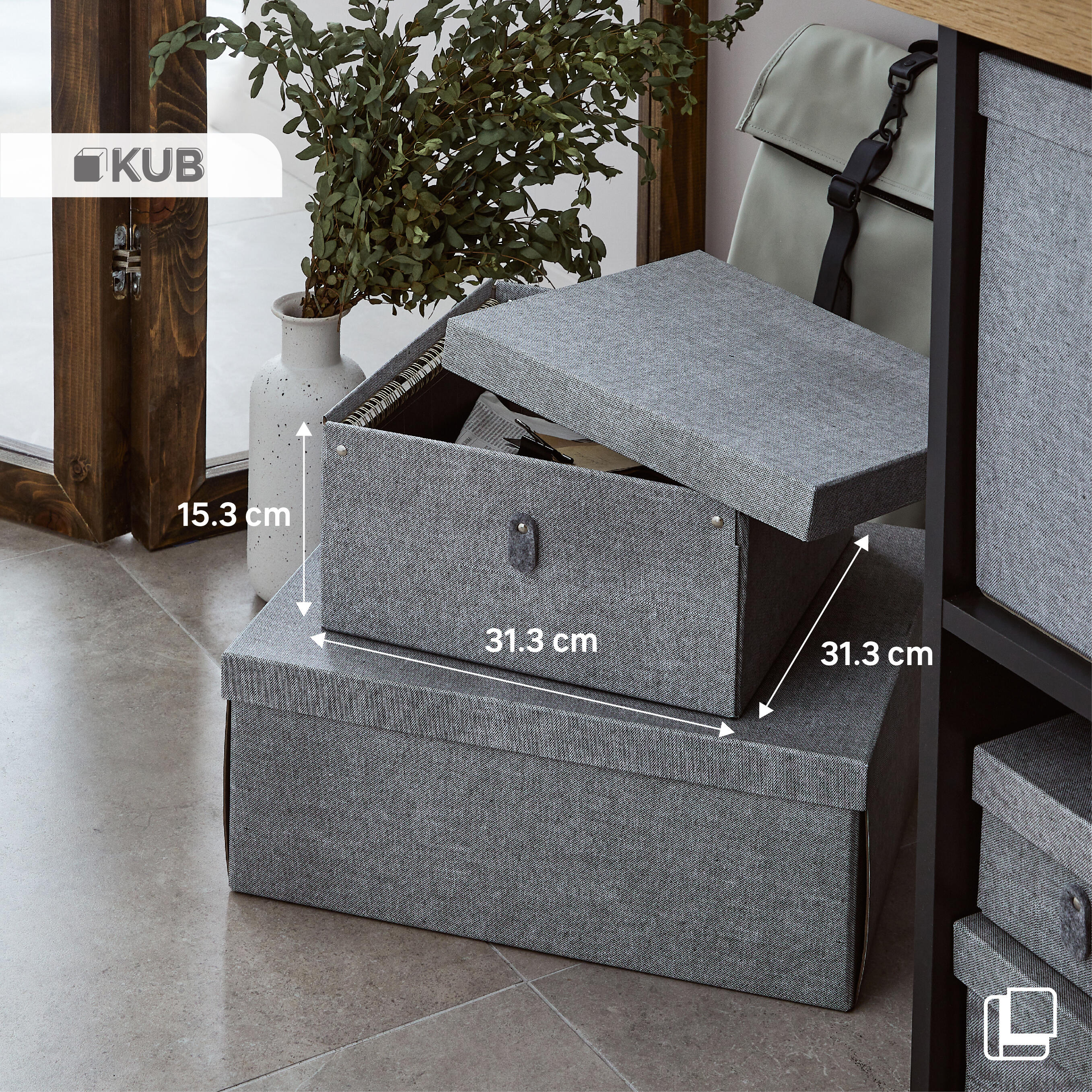 Scatola L 31 x H 15.3 x P 31 cm grigio - 5