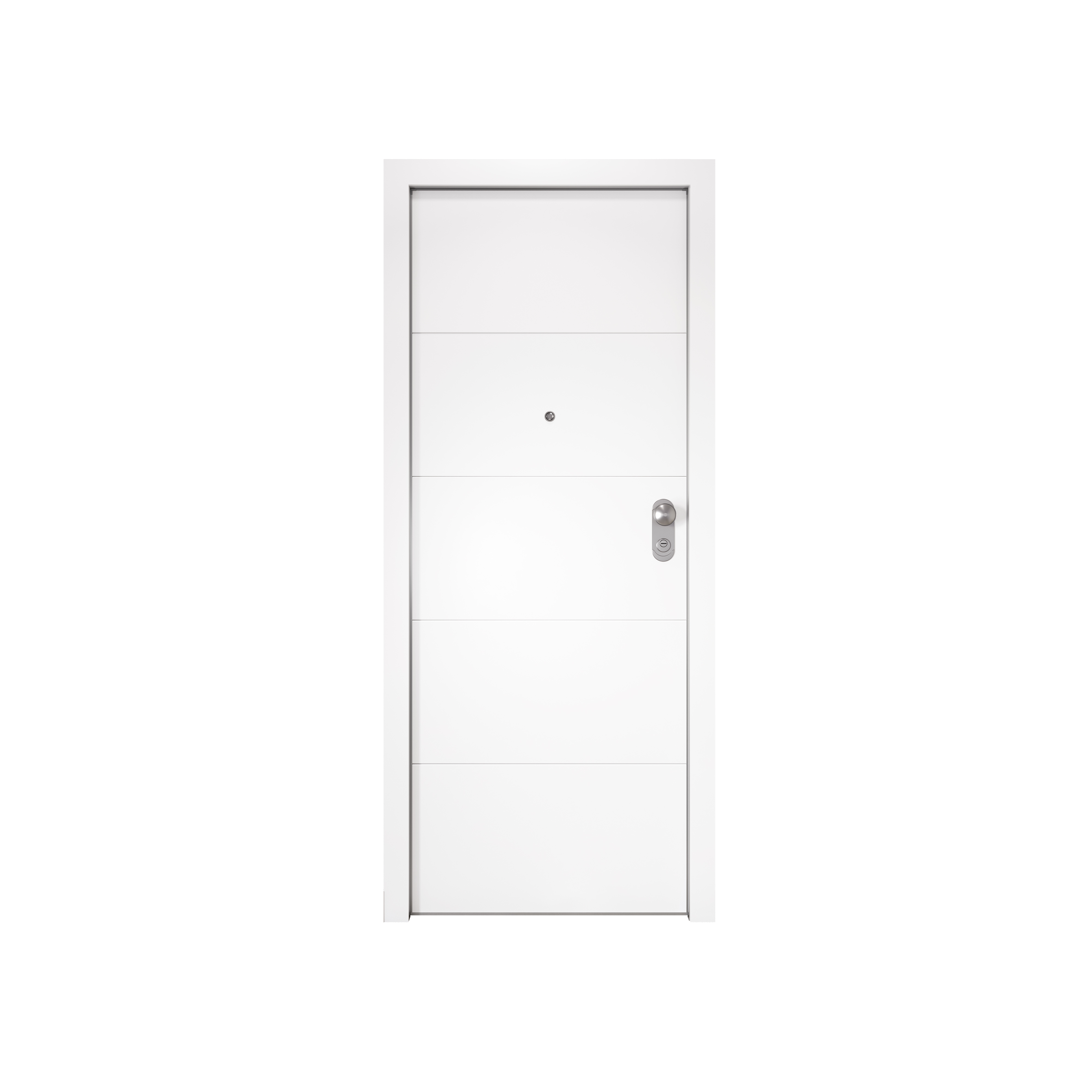 Puerta de entrada acorazada serie Omega fresada blanco / interior liso blanco apertura izquierda 204x84cm - 13