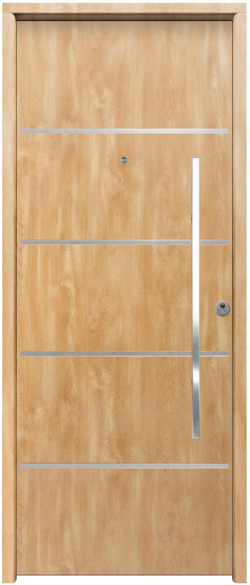 Puerta metálica cintia fm izquierda roble/roble de 210x90 cm