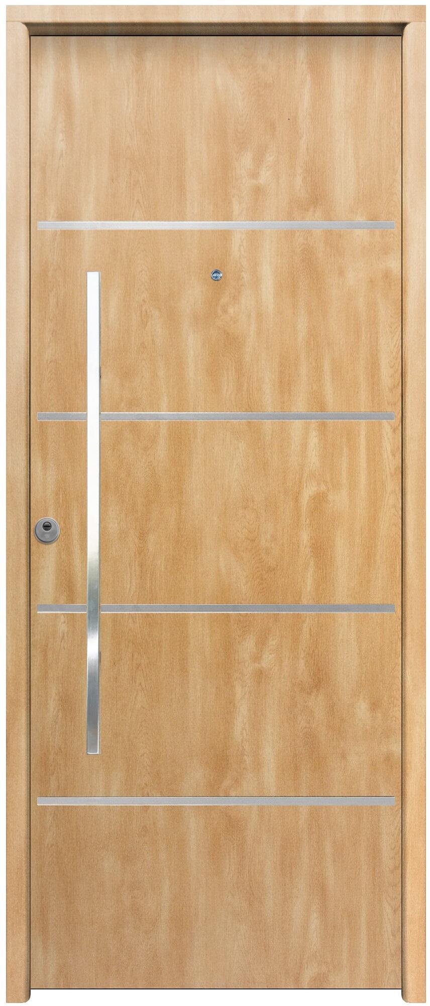 Puerta metálica saga cintia fm derecha roble/roble de 210x90 cm