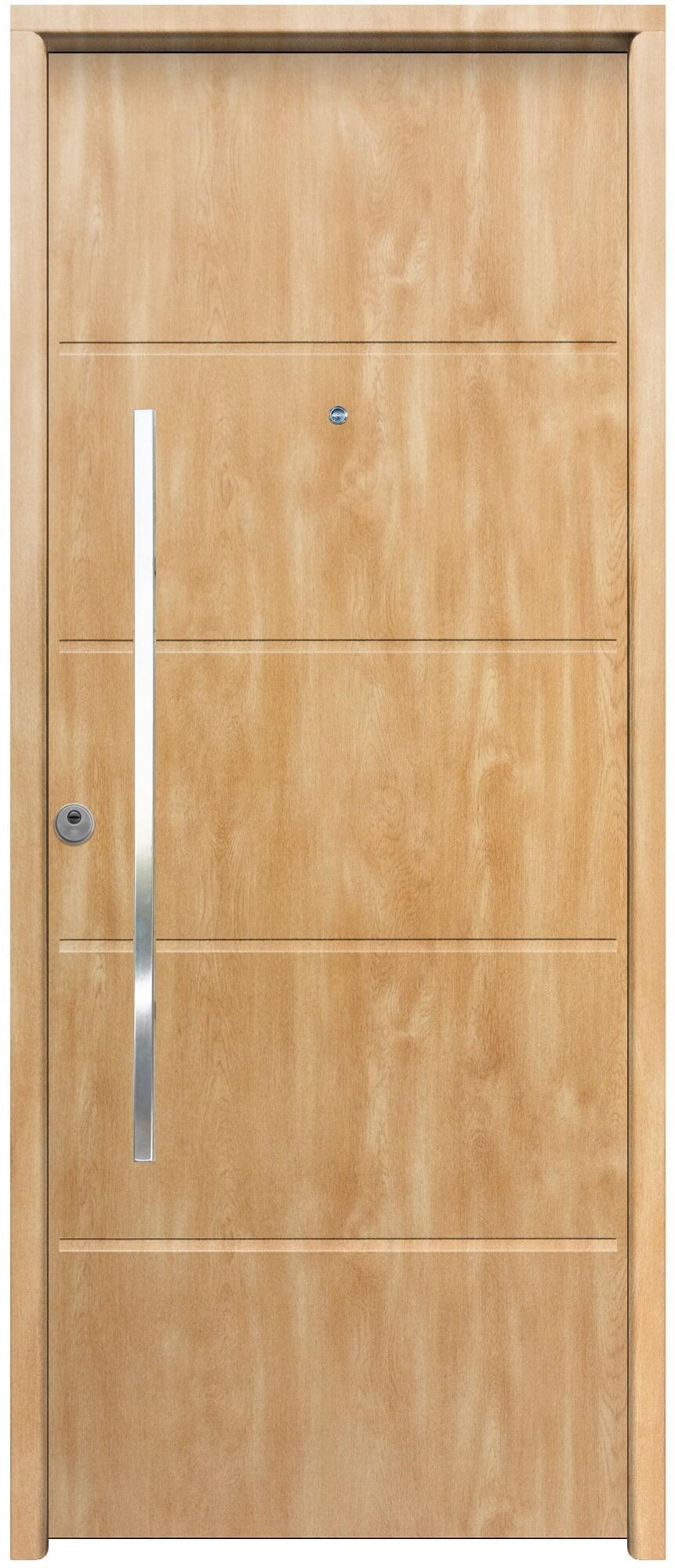 Puerta metálica saga cintia derecha roble/roble de 210x90 cm