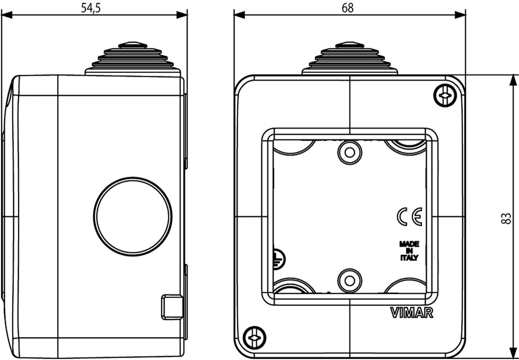 Scatola 2 moduli IP40 Contenitore IP40 2M per serie Plana VIMAR - 7