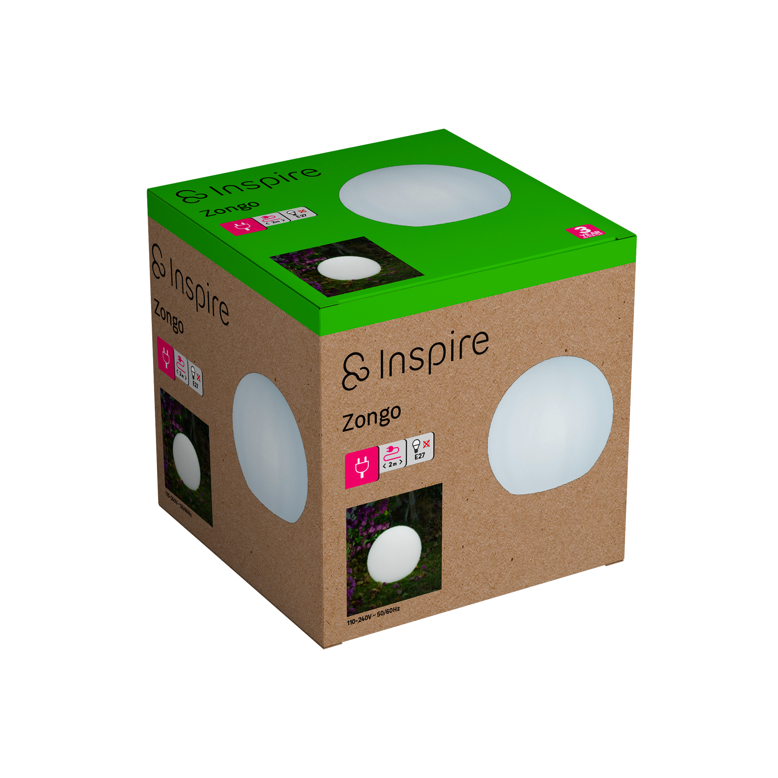 Boule lumineuse extérieur Diam. 30 cm, culot E27, Zongo blanc INSPIRE - 9