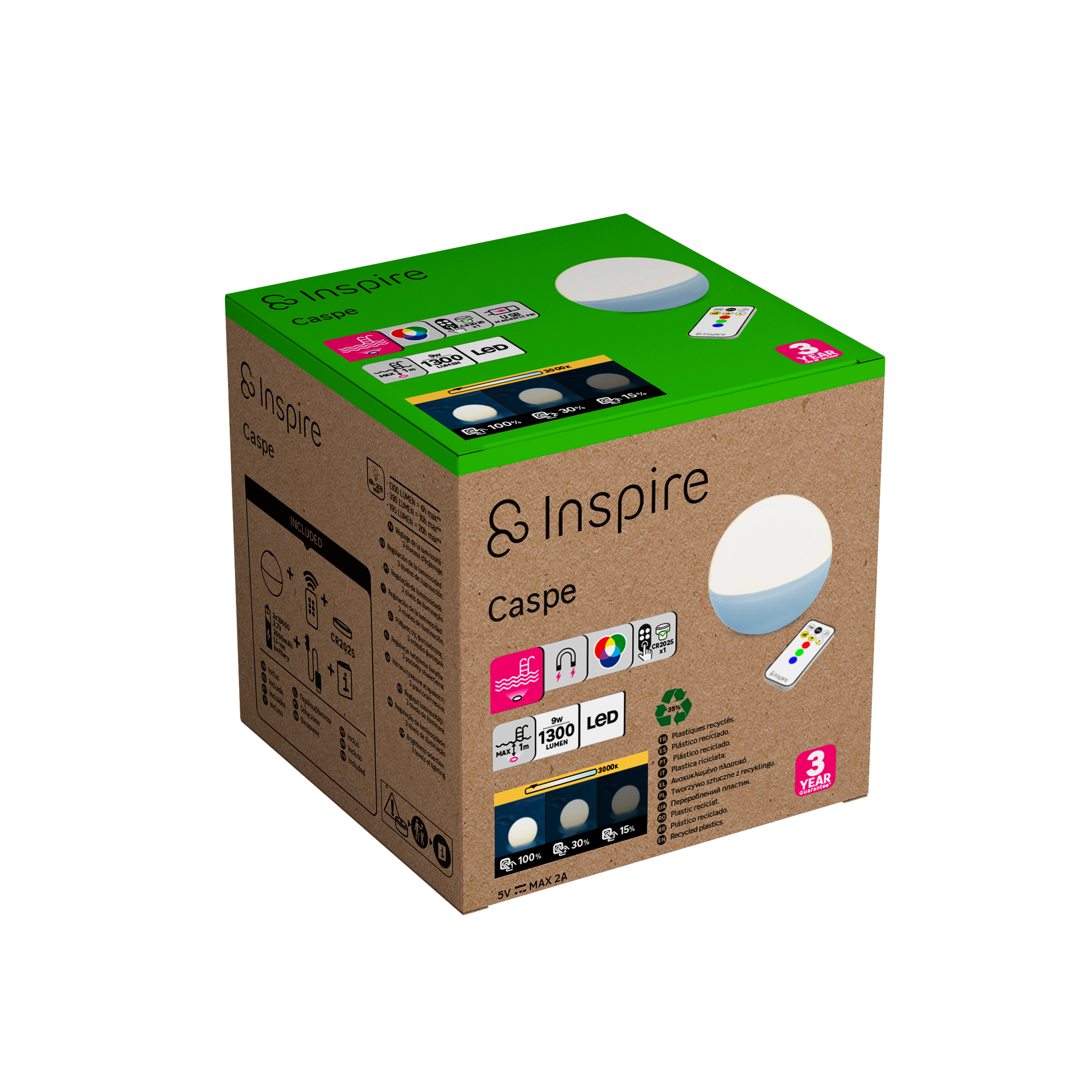 Lampada da esterno galleggiante per piscina Caspe H 11 cm, in polipropilene LED INSPIRE - 12